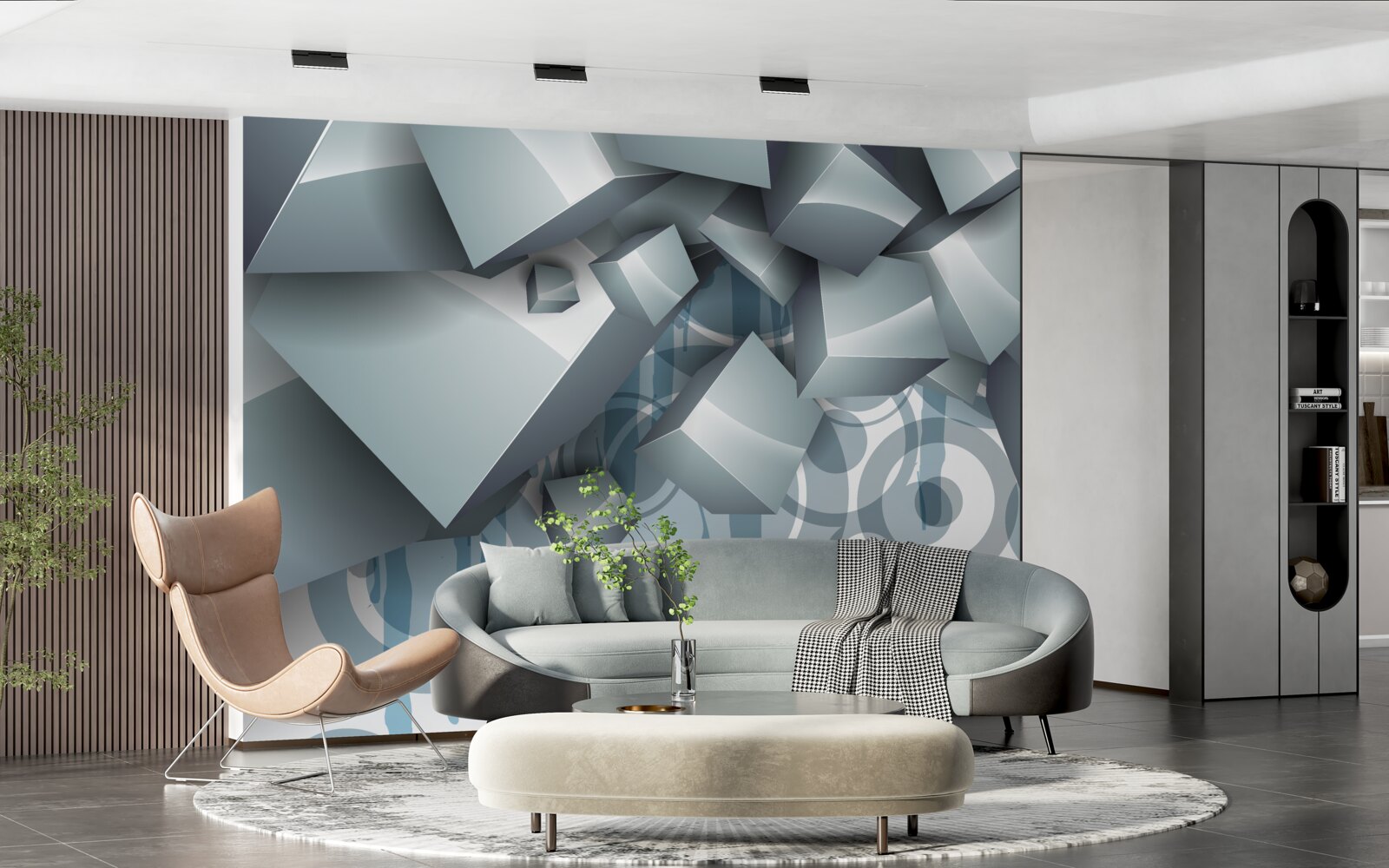 Fototapeta sivé optické kocky