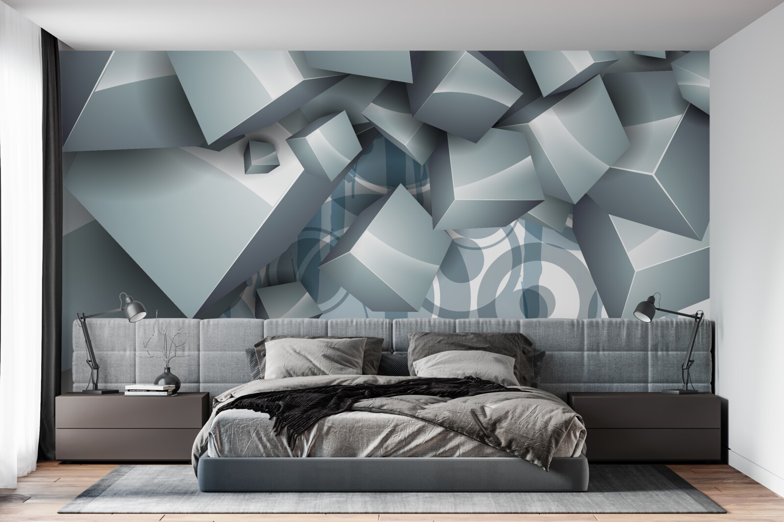 Fototapeta sivé optické kocky