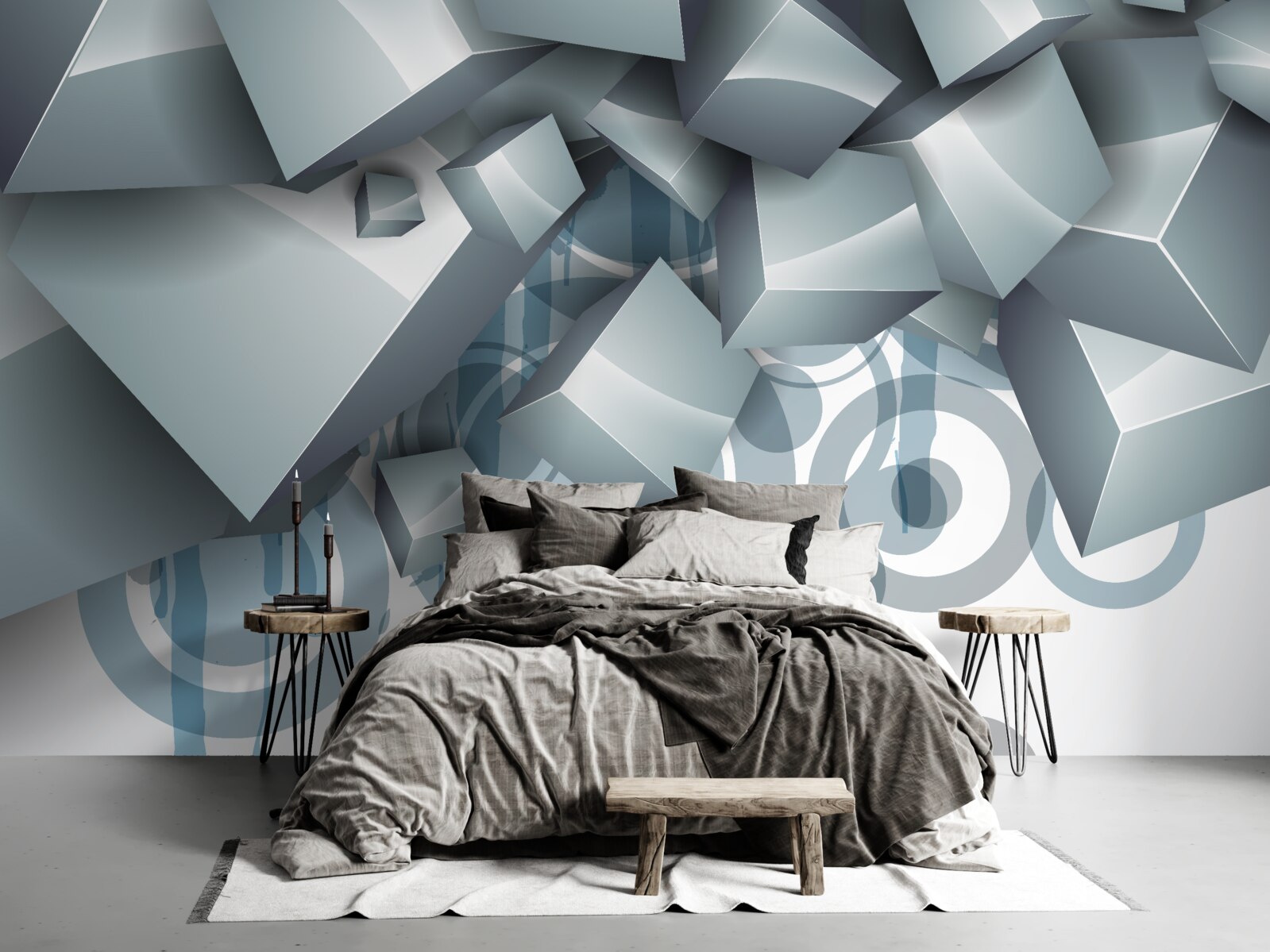 Fototapeta sivé optické kocky