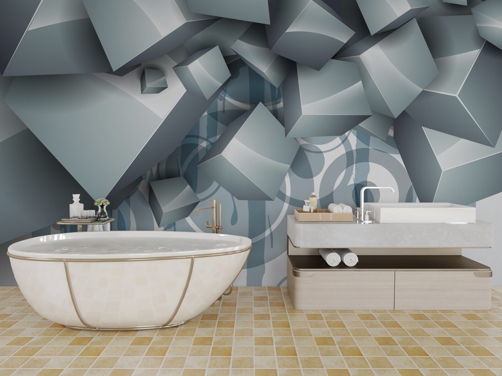 Fototapeta sivé optické kocky