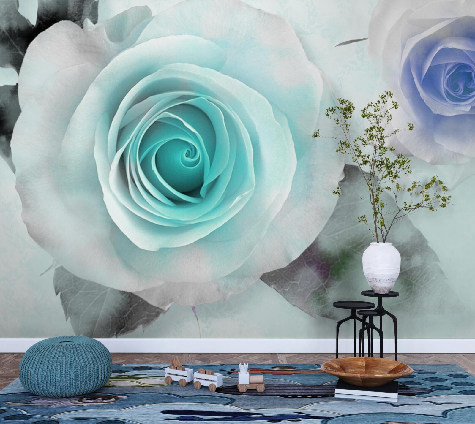 Fototapeta ruže v odtieňoch modrej a zelenej