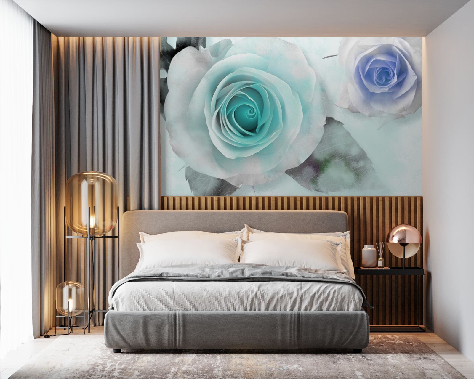 Fototapeta ruže v odtieňoch modrej a zelenej