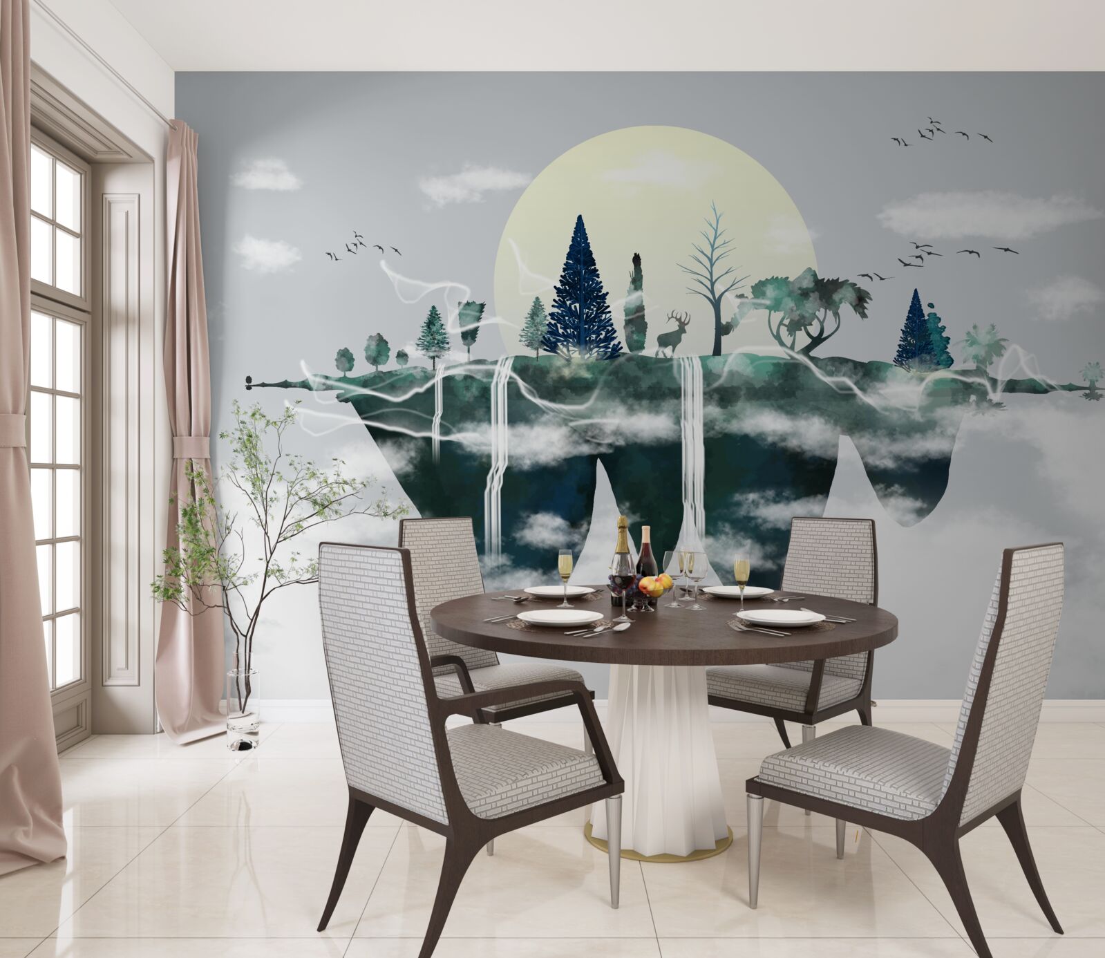 Fototapeta odraz vo vode ukazuje bujnú zeleň lesa