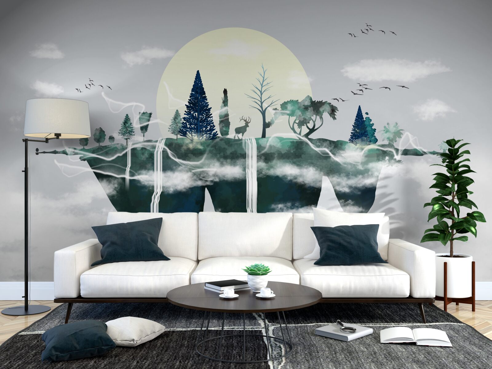 Fototapeta odraz vo vode ukazuje bujnú zeleň lesa