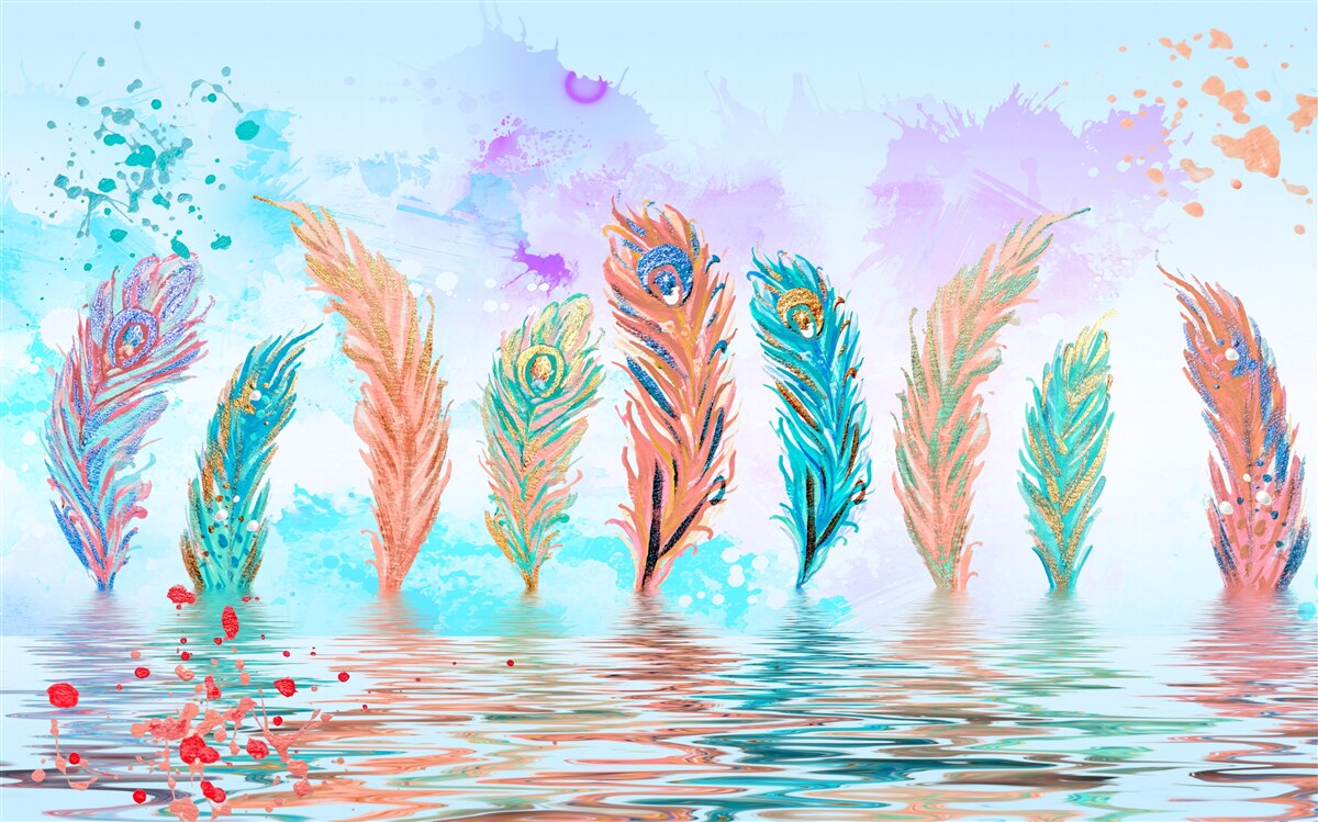 Fototapeta vyčnievajúce perie prepichujú vodu