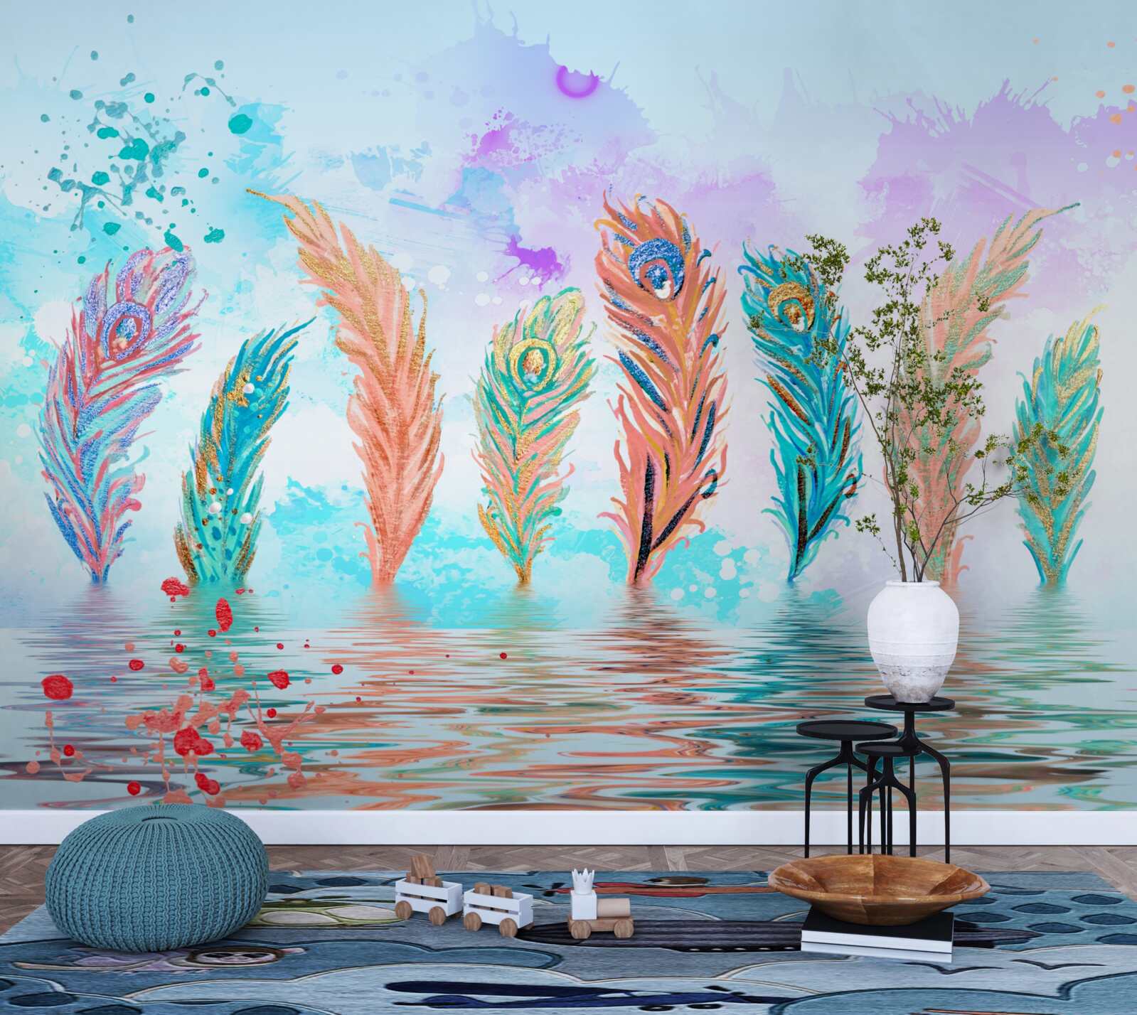 Fototapeta vyčnievajúce perie prepichujú vodu