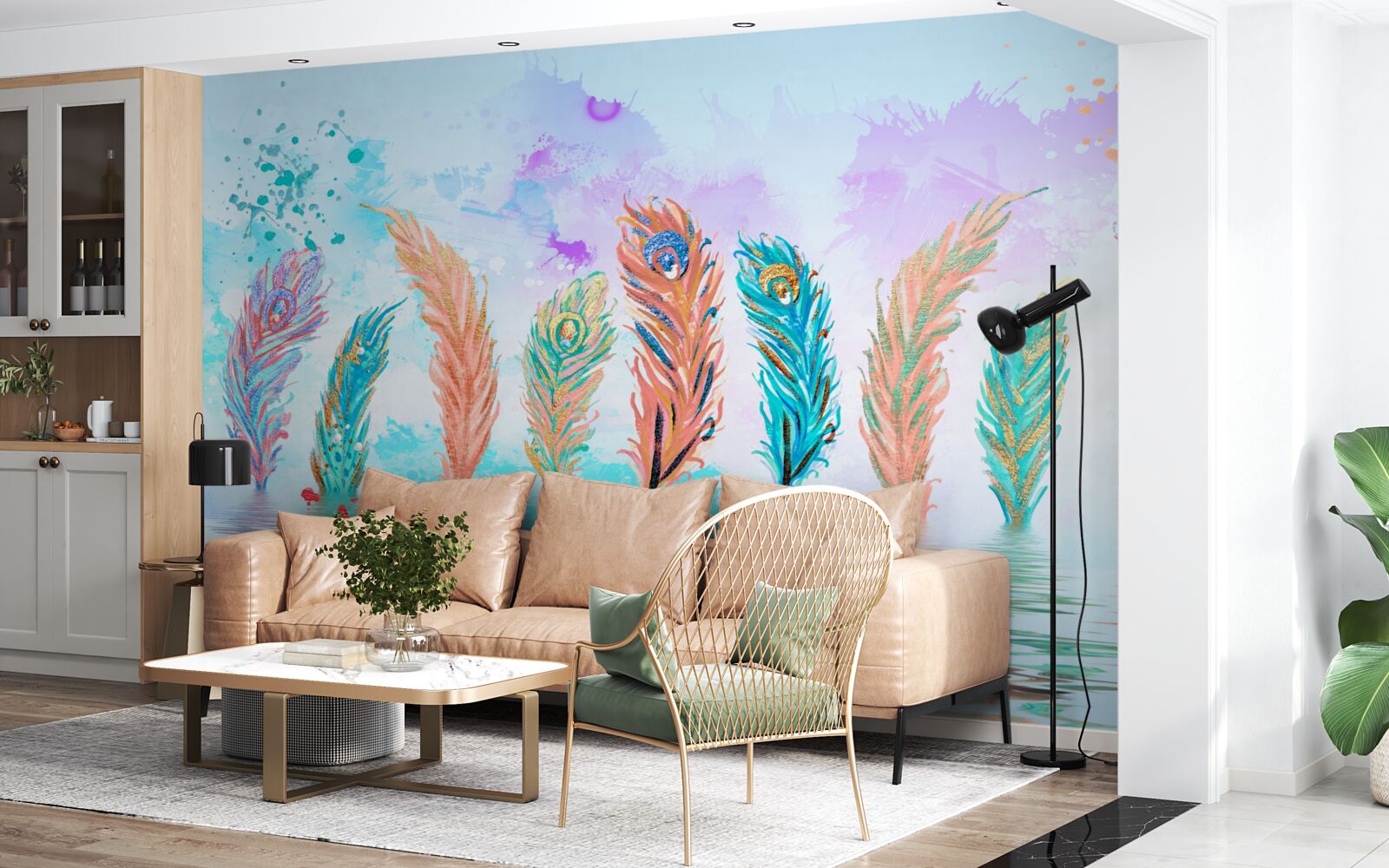 Fototapeta vyčnievajúce perie prepichujú vodu