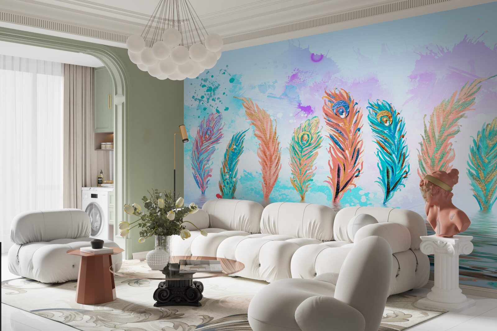 Fototapeta vyčnievajúce perie prepichujú vodu