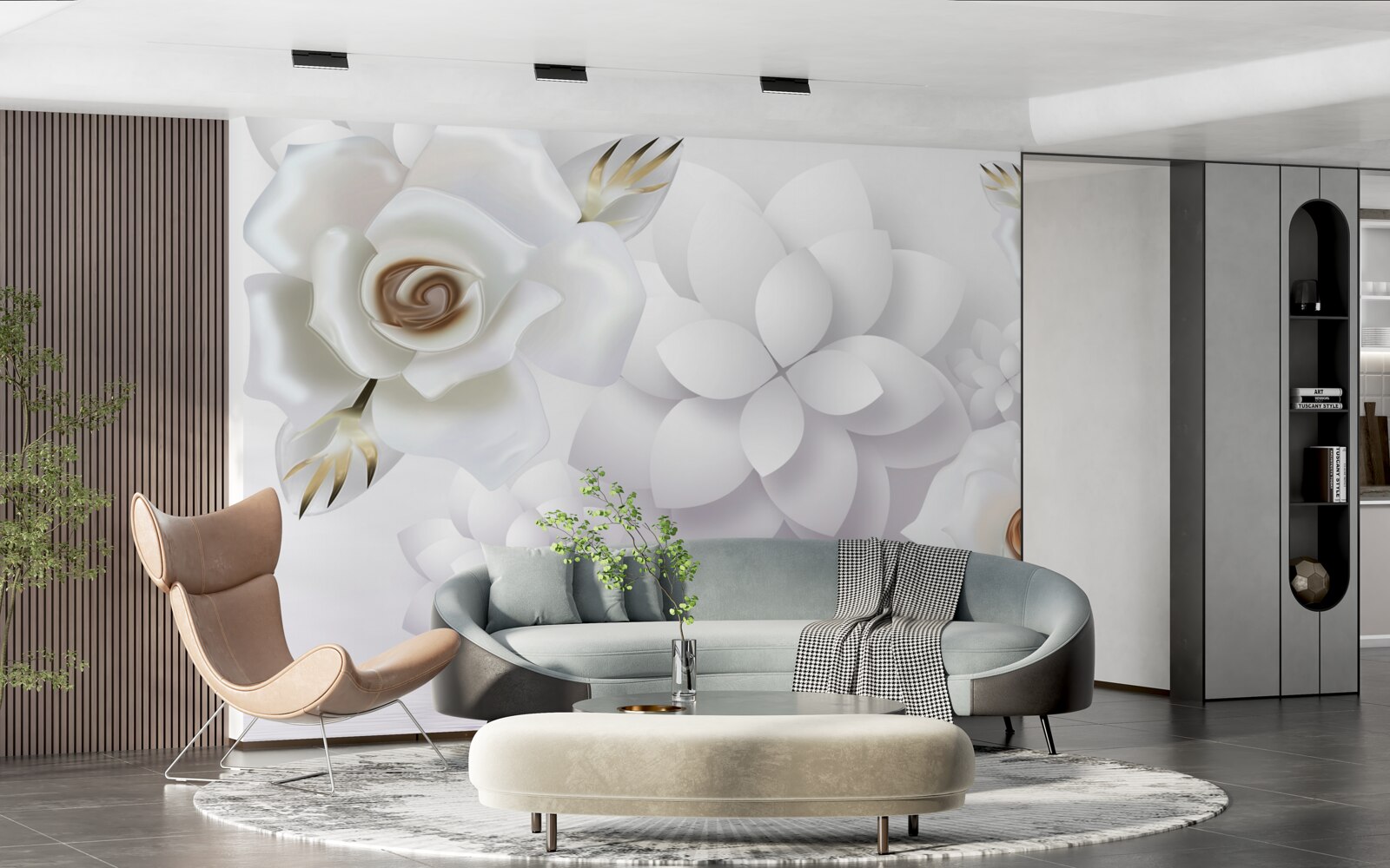 Fototapeta kompozícia s bielymi kvetmi