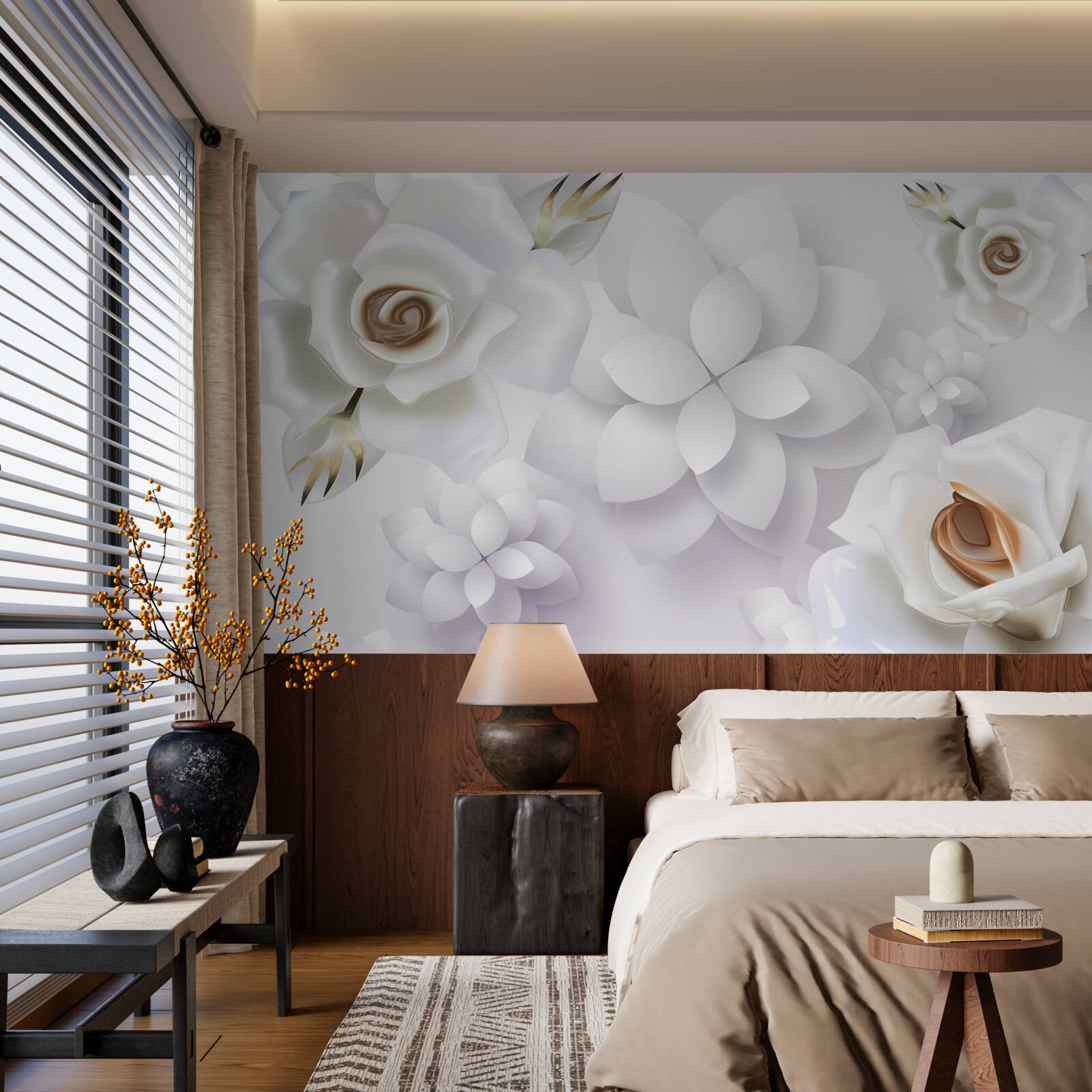 Fototapeta kompozícia s bielymi kvetmi