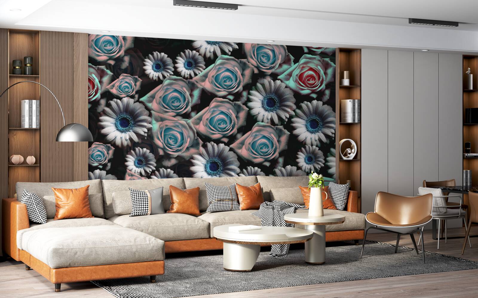 Fototapeta gerbery a ruže na čiernom pozadí