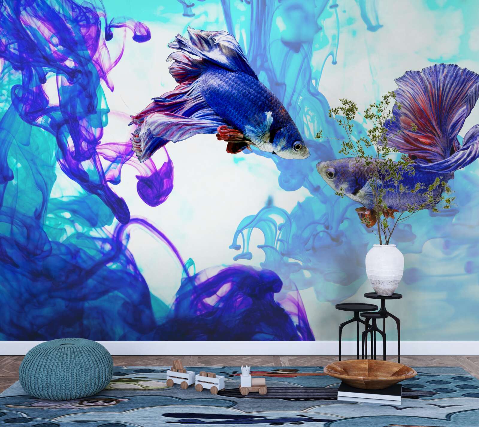 Fototapeta vodní obyvatelia s chvostmi hrajú vo vlhkých živloch