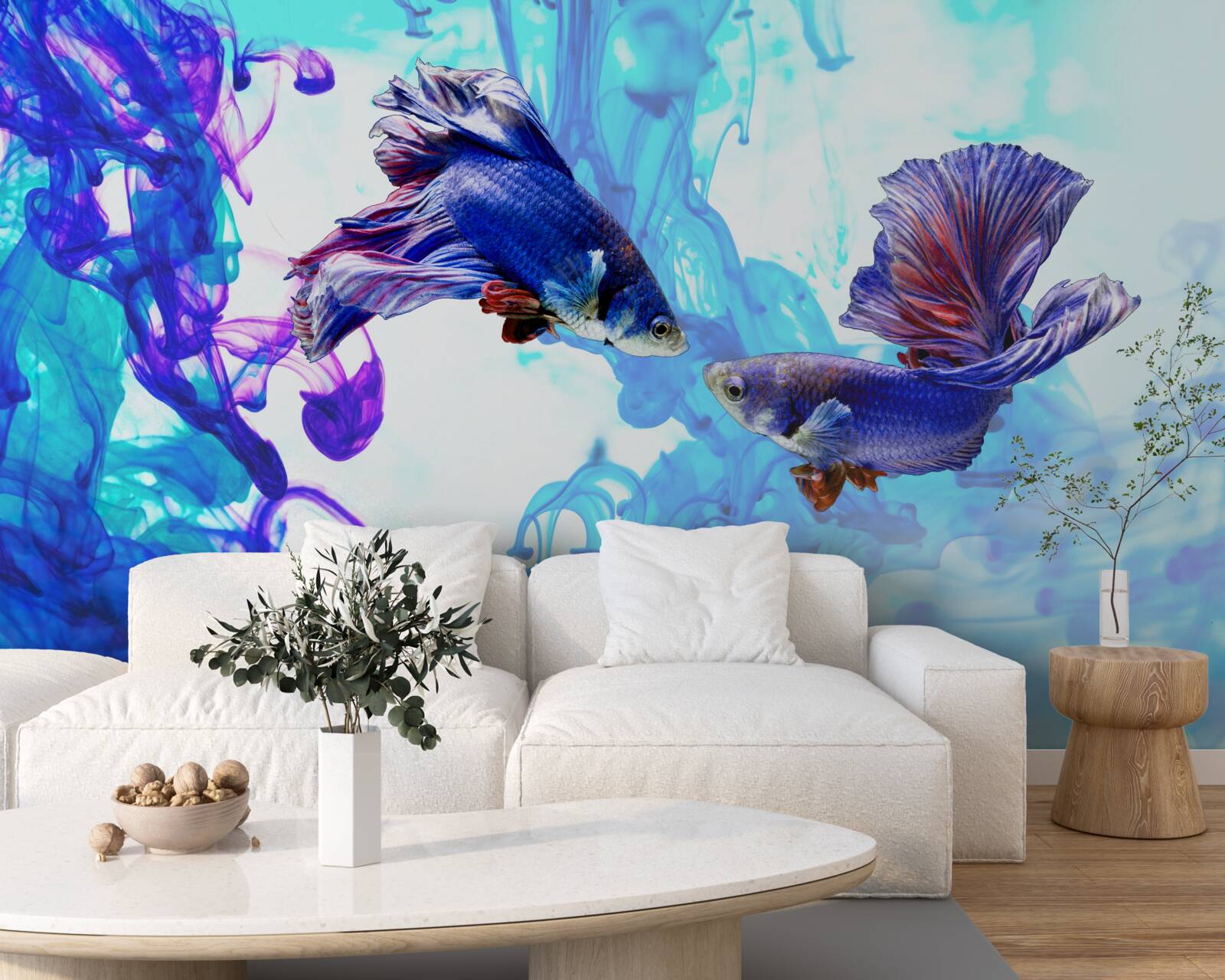 Fototapeta vodní obyvatelia s chvostmi hrajú vo vlhkých živloch