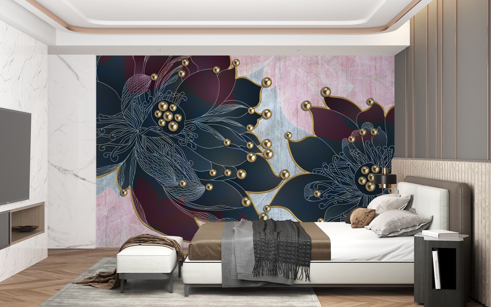 Fototapeta nočný kvet s modro-bordovým odtieňom