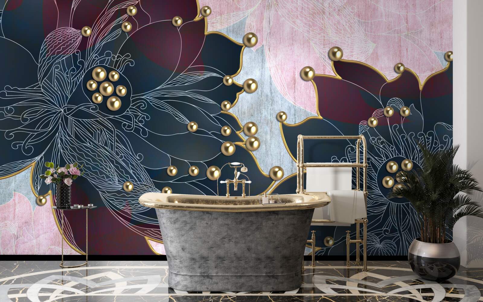 Fototapeta nočný kvet s modro-bordovým odtieňom