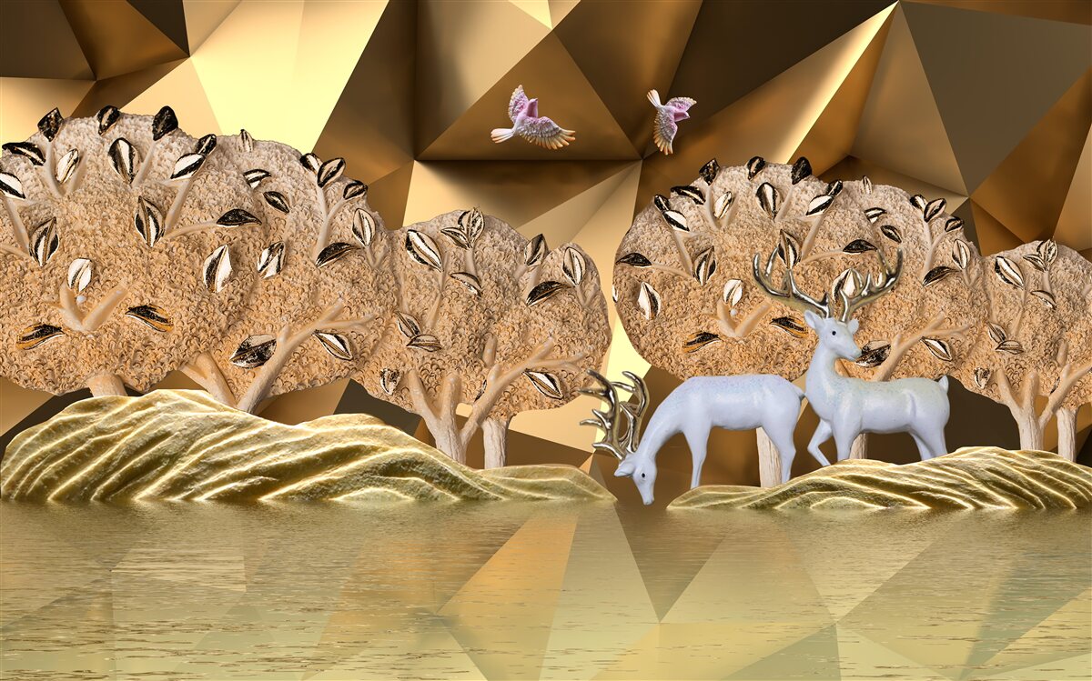 Fototapeta kone pri lesnom vodnom zdroji