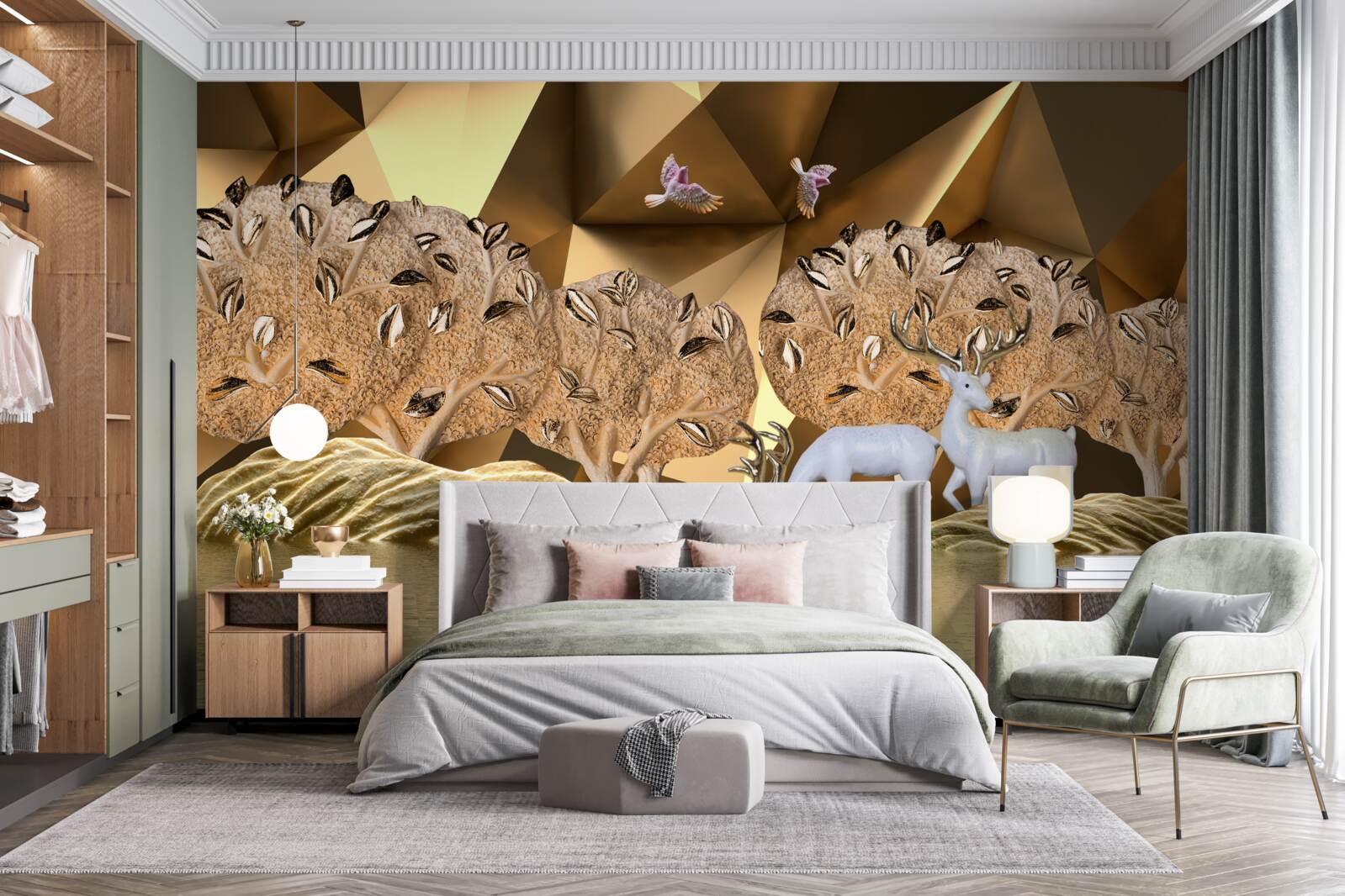 Fototapeta kone pri lesnom vodnom zdroji