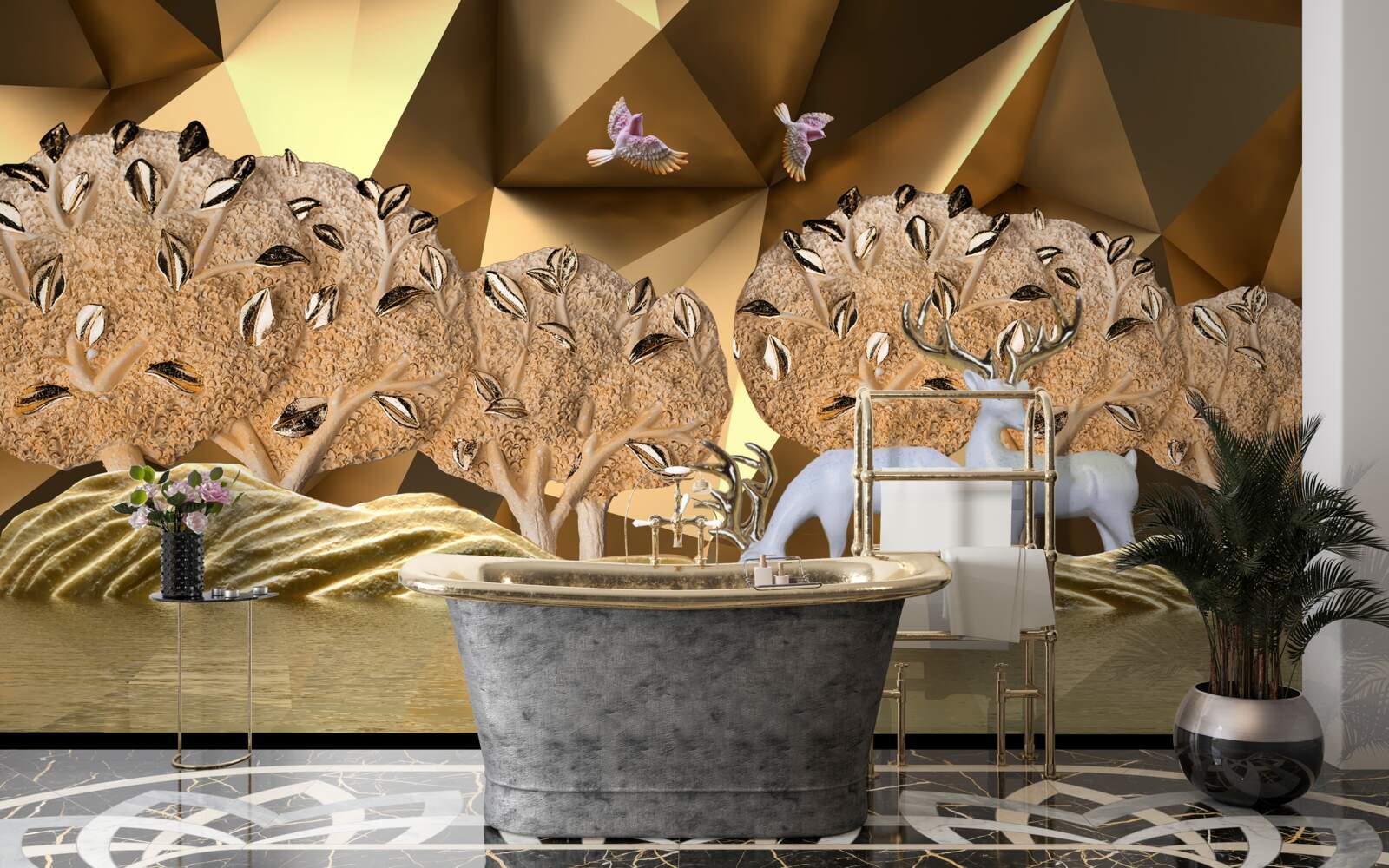 Fototapeta kone pri lesnom vodnom zdroji