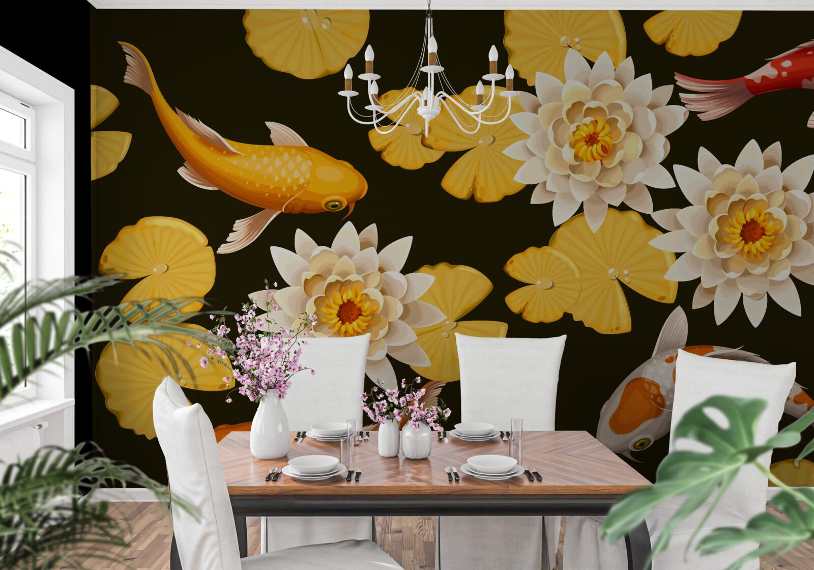 Fototapeta jesenné jazero zdobí rozkvitnutý lotos