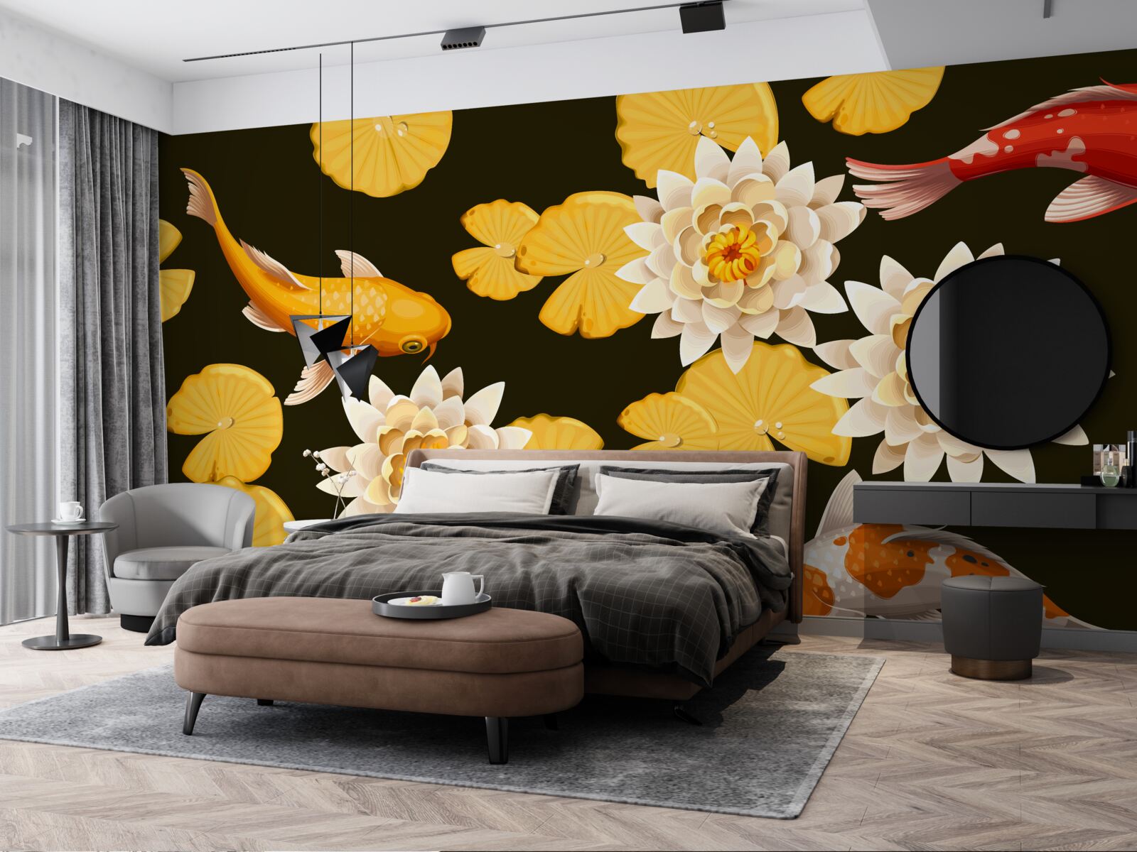 Fototapeta jesenné jazero zdobí rozkvitnutý lotos