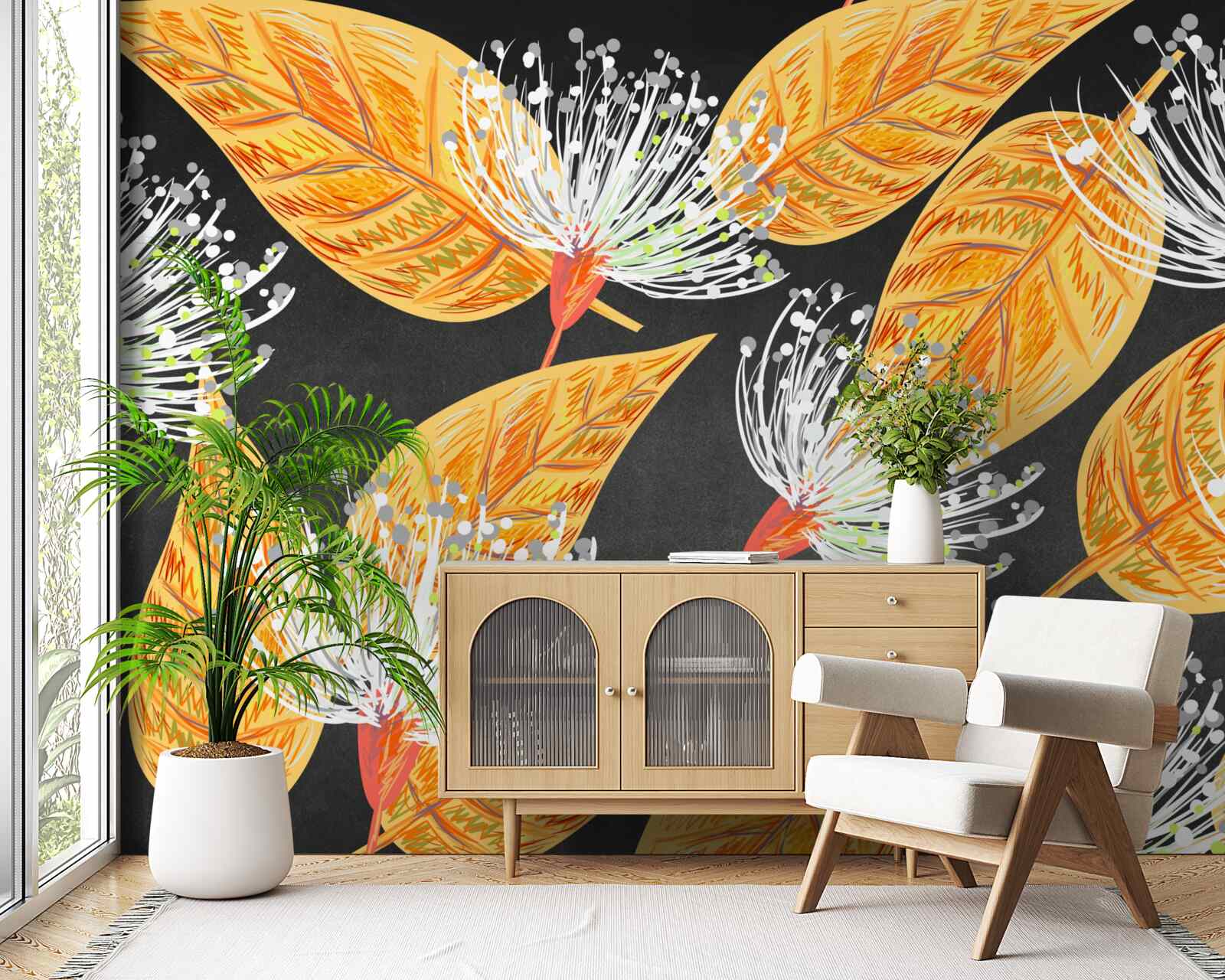 Fototapeta jesenné lístie s púpavami