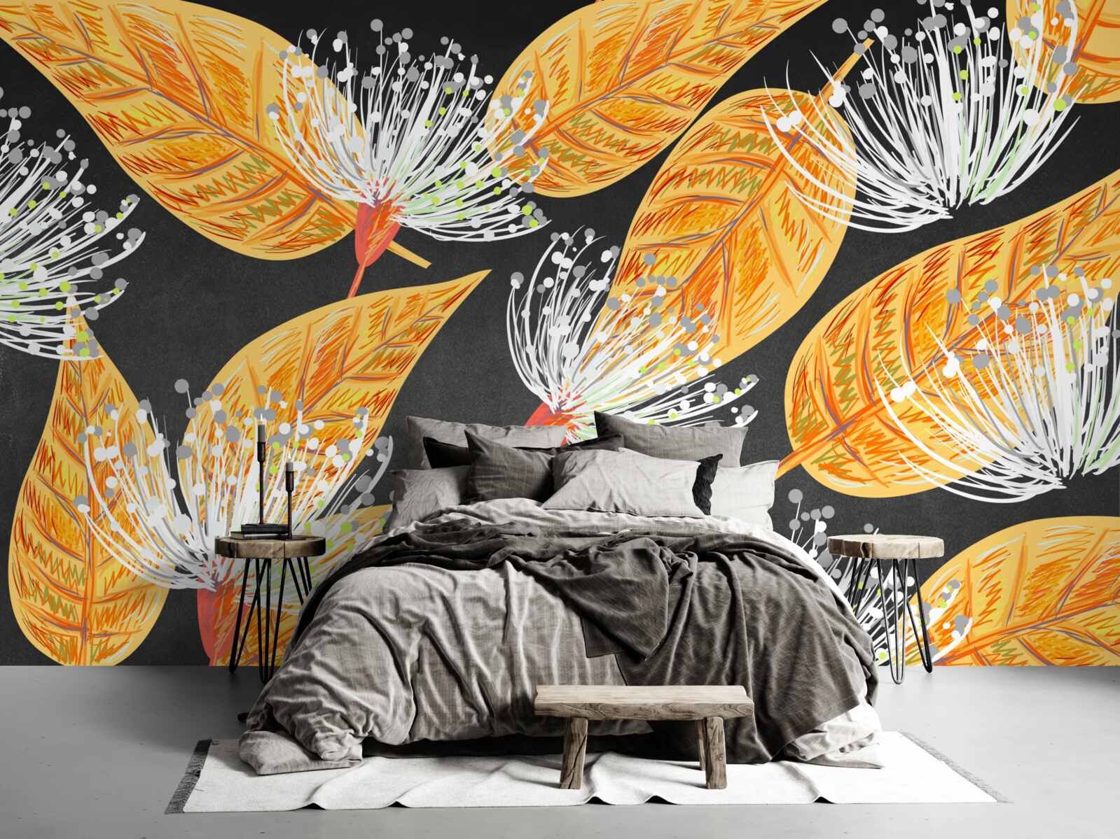 Fototapeta jesenné lístie s púpavami