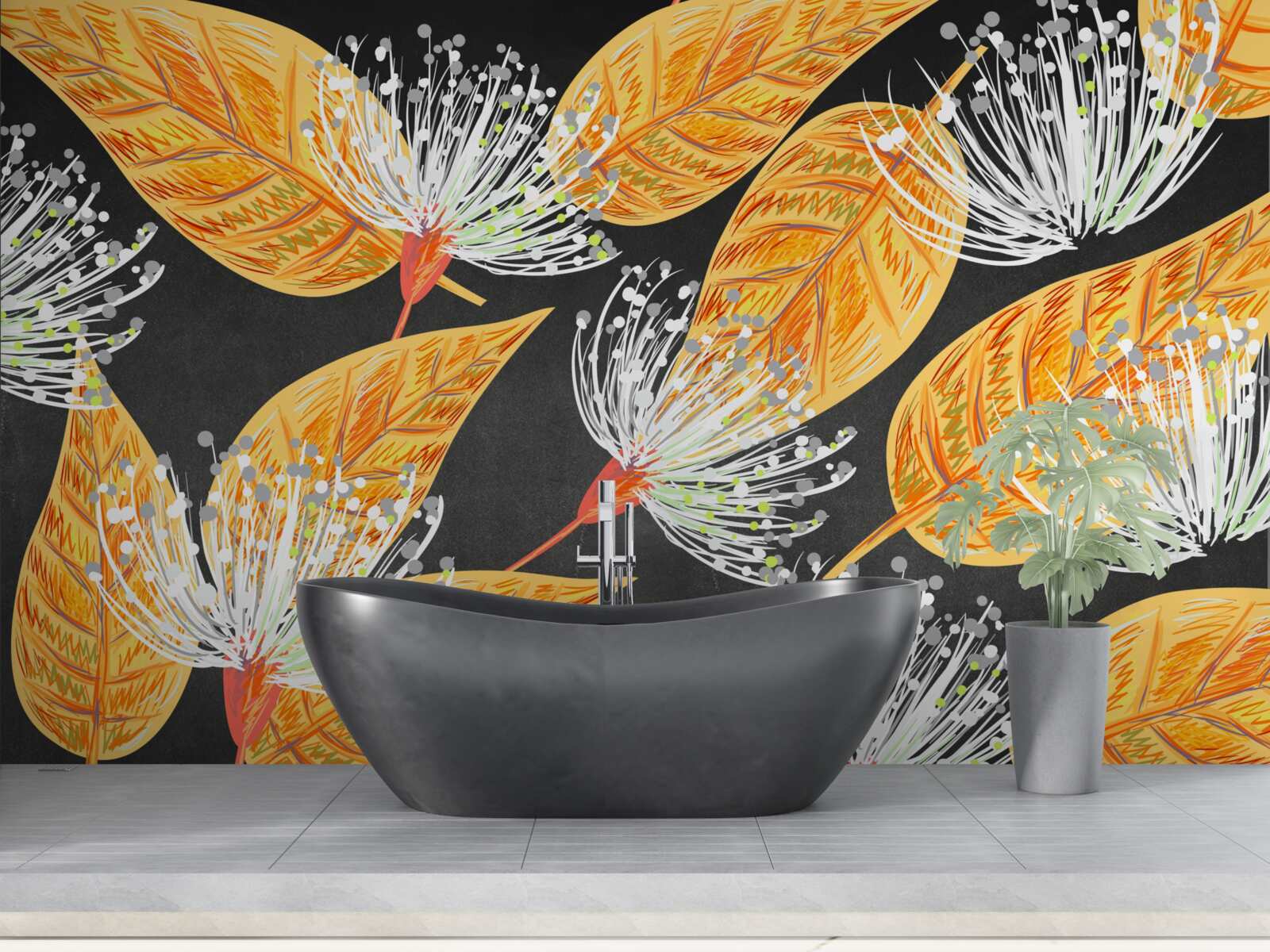 Fototapeta jesenné lístie s púpavami