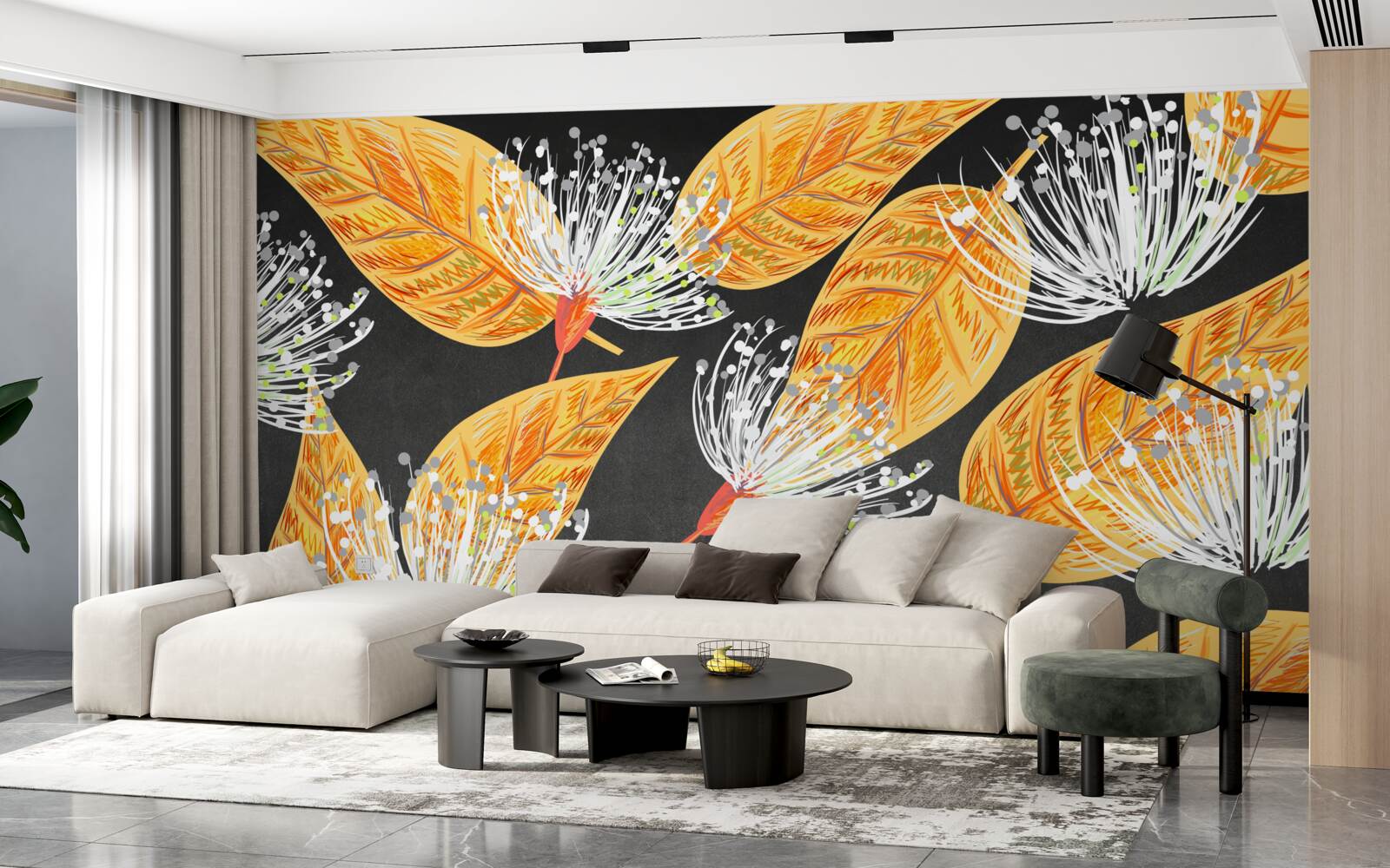 Fototapeta jesenné lístie s púpavami