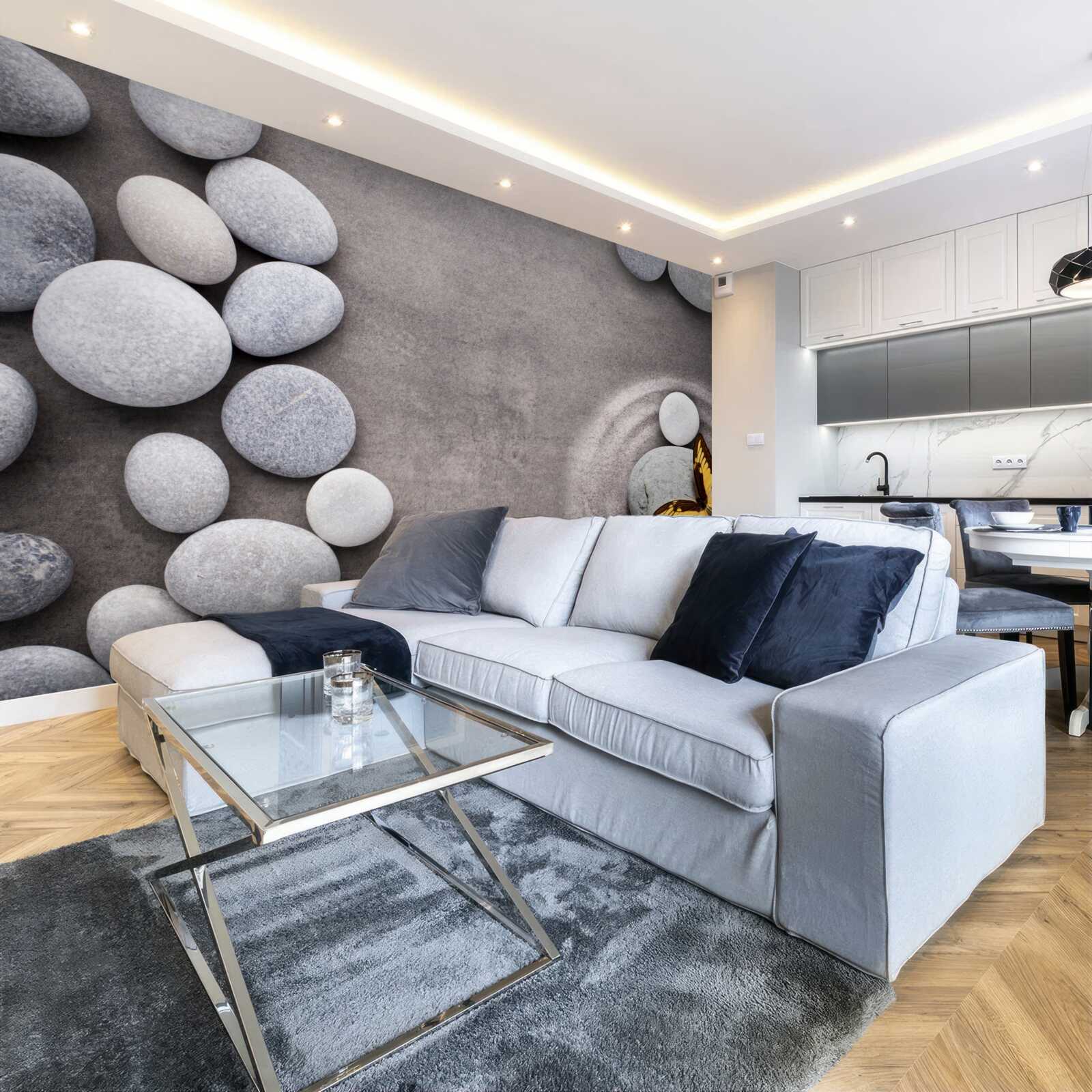 Fototapeta motýľ sedí na kameni pri jazierku