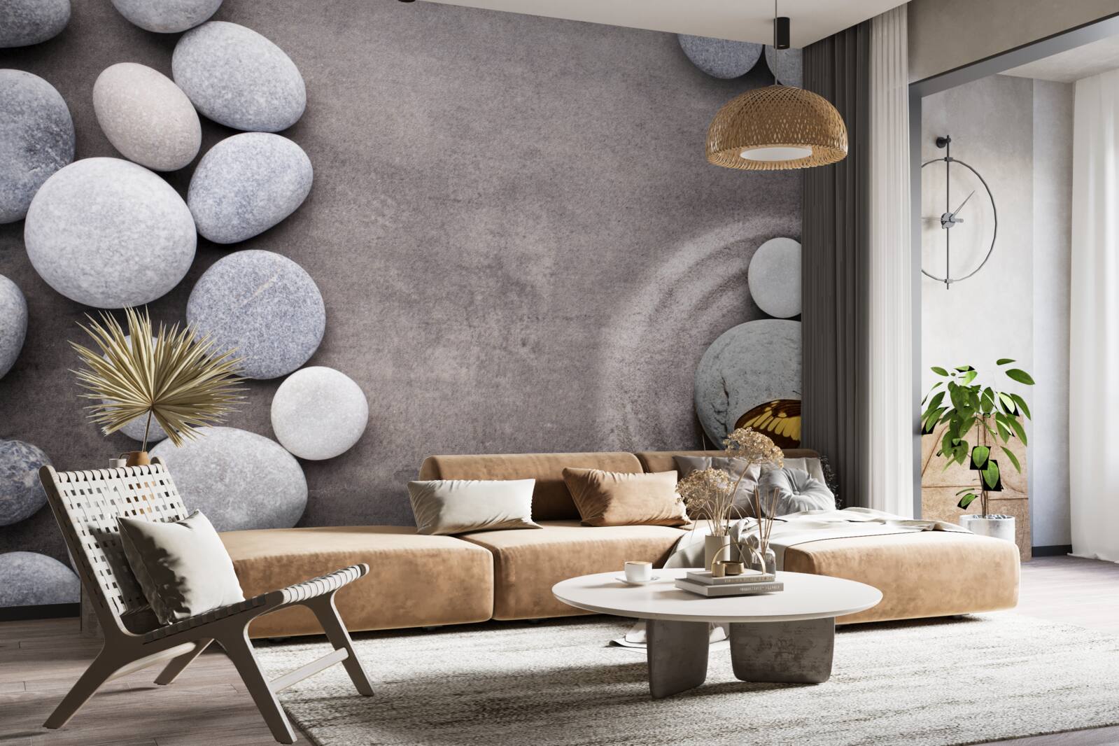 Fototapeta motýľ sedí na kameni pri jazierku