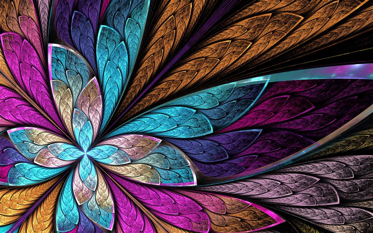 Fototapeta mozaika z lupeňov kvetov vytvárajúca efekt vitráže