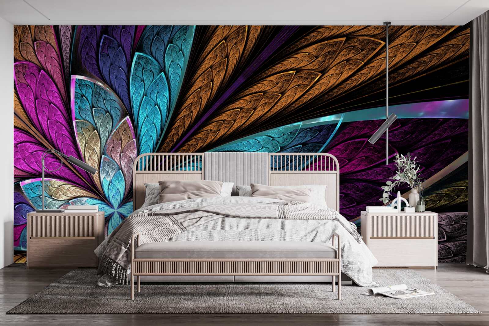 Fototapeta mozaika z lupeňov kvetov vytvárajúca efekt vitráže