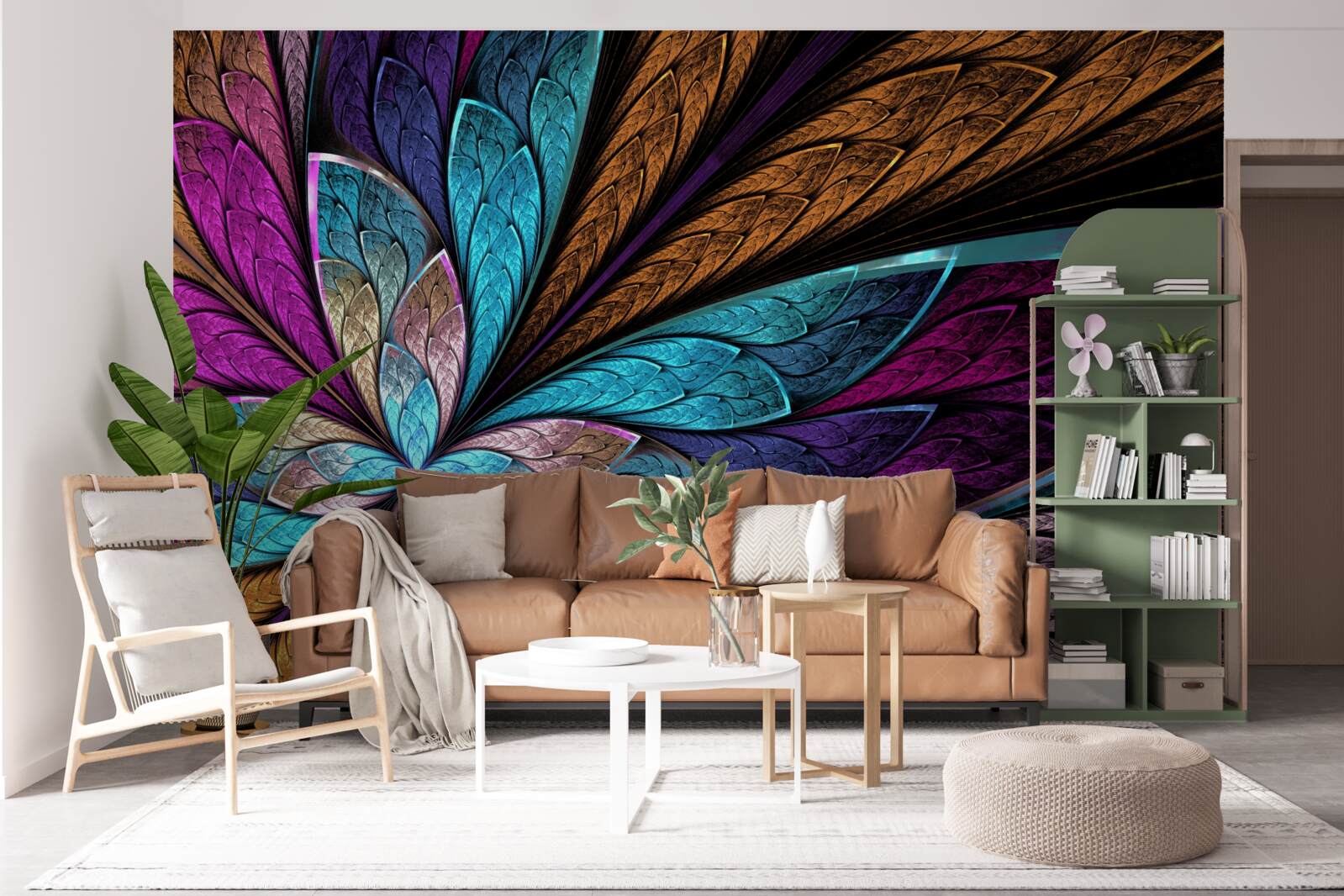 Fototapeta mozaika z lupeňov kvetov vytvárajúca efekt vitráže