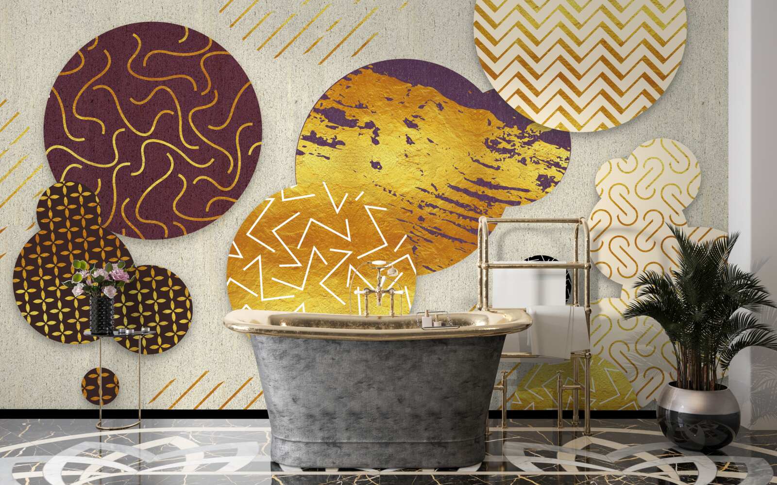 Fototapeta abstraktné obrazy v odtieňoch hnedej a fialovej