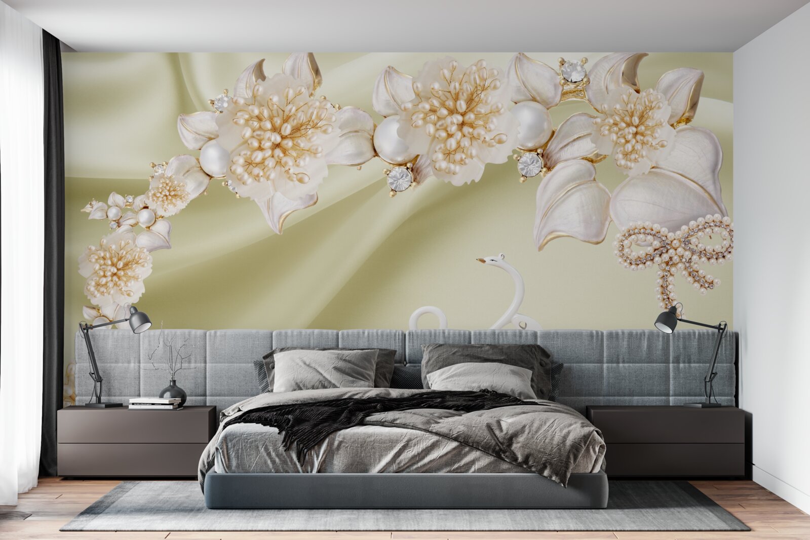 Fototapeta púčiky zdobené zlatom a perlami kvitnú