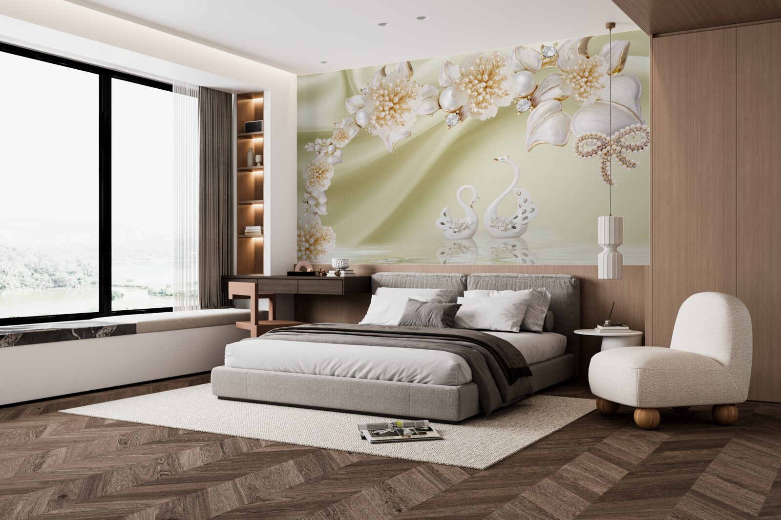 Fototapeta púčiky zdobené zlatom a perlami kvitnú