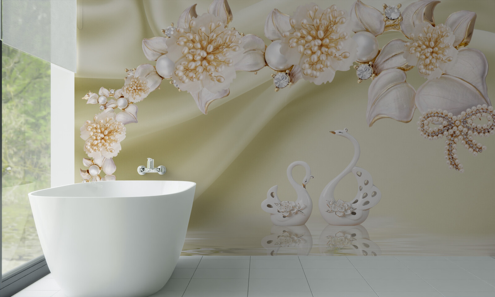 Fototapeta púčiky zdobené zlatom a perlami kvitnú