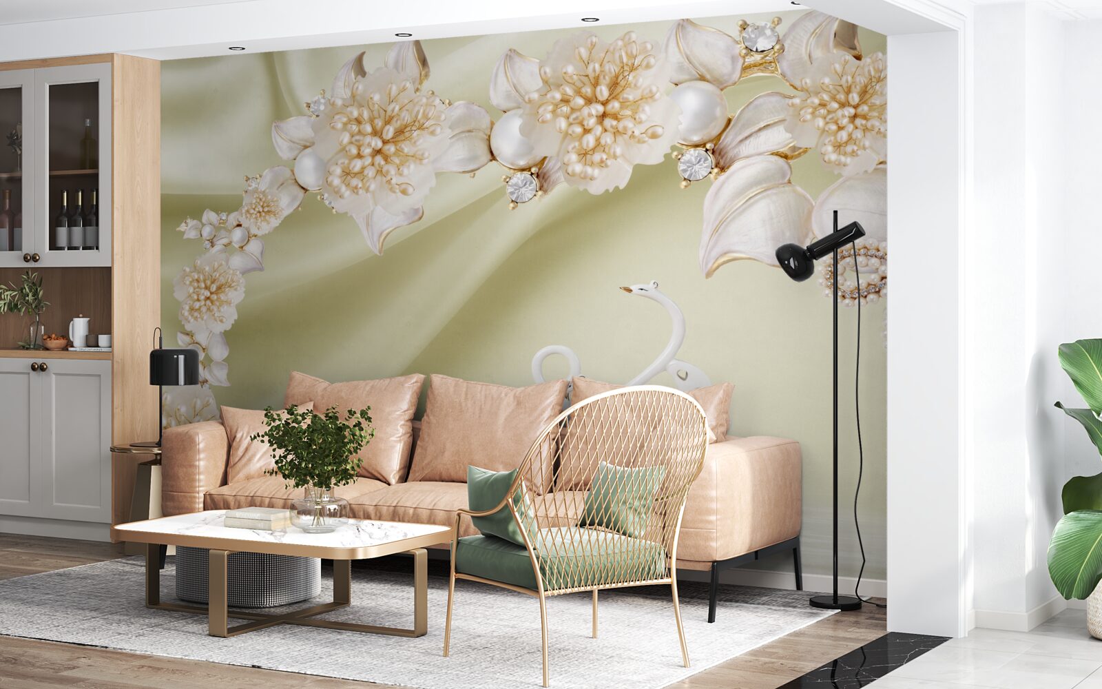 Fototapeta púčiky zdobené zlatom a perlami kvitnú