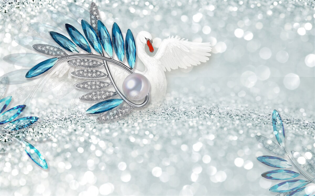 Fototapeta šperky z bielej labute a perly