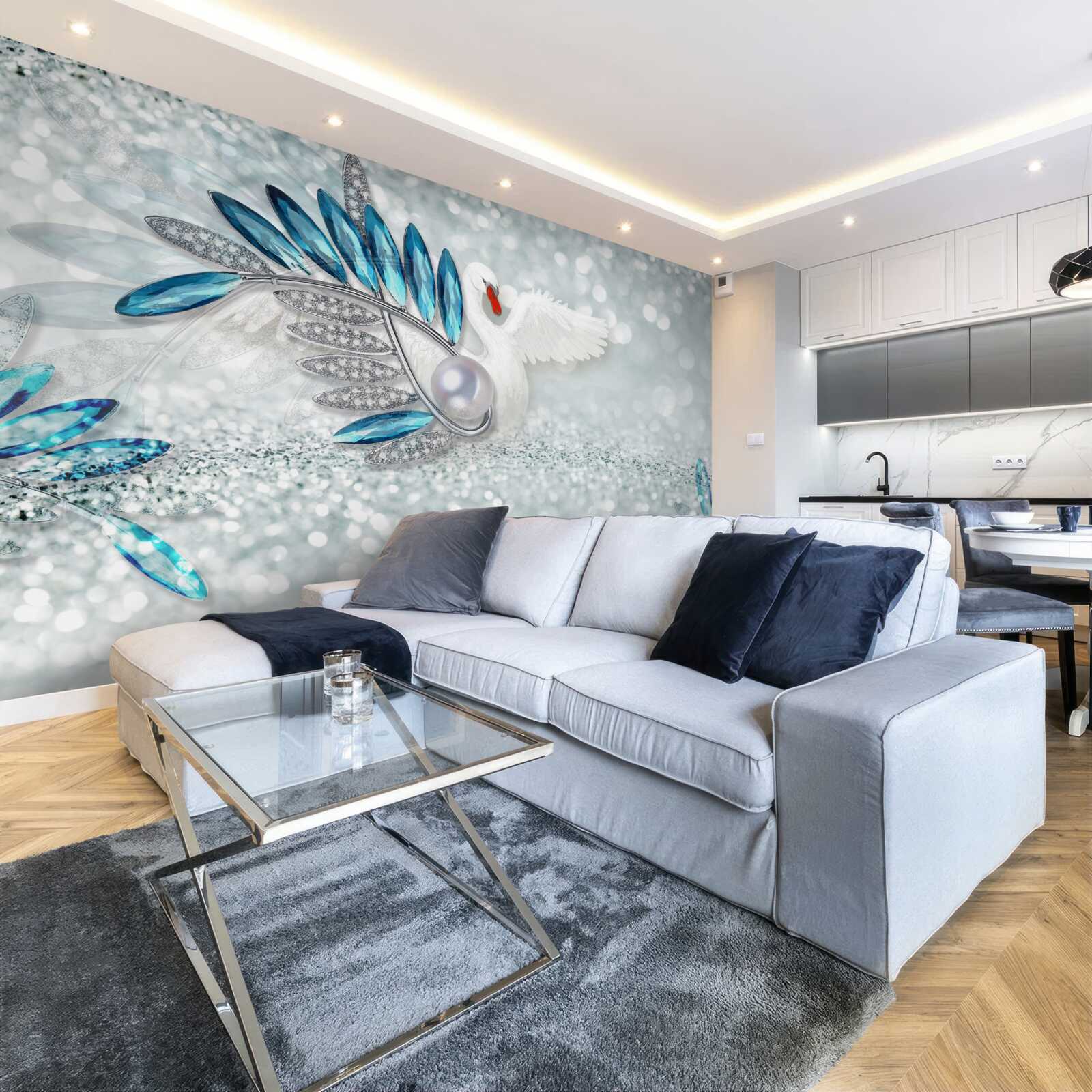 Fototapeta šperky z bielej labute a perly