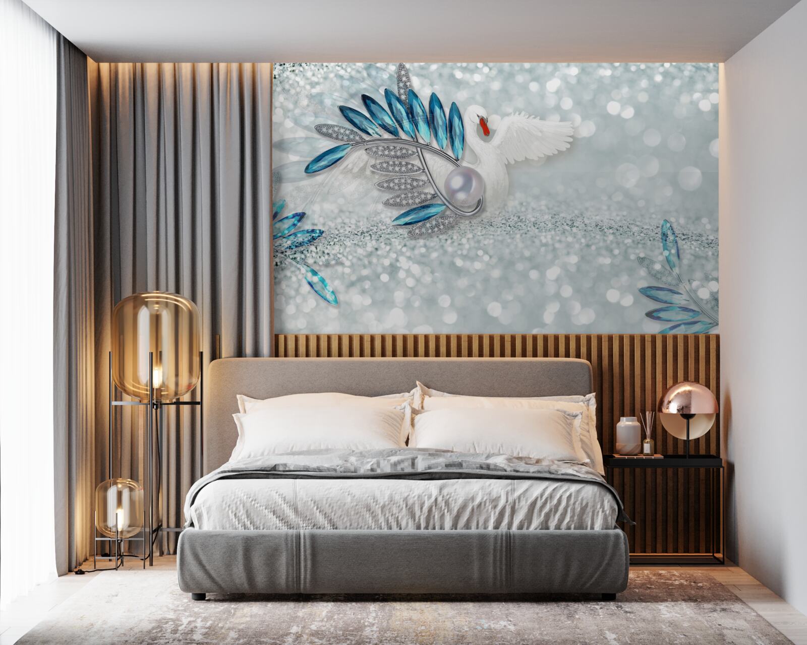 Fototapeta šperky z bielej labute a perly