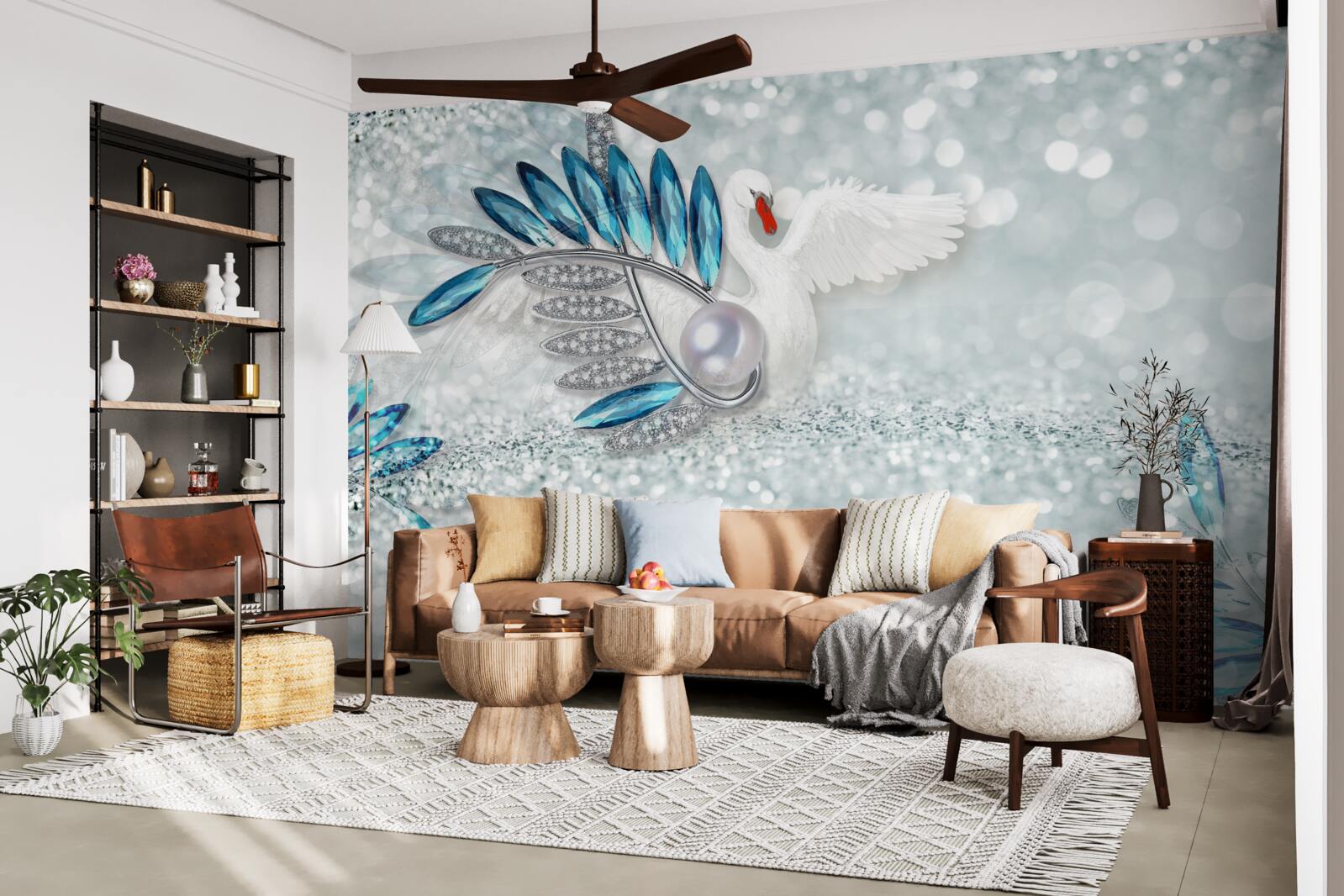 Fototapeta šperky z bielej labute a perly