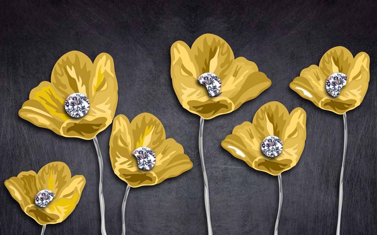 Fototapeta Žlté tulipány na sivom podklade