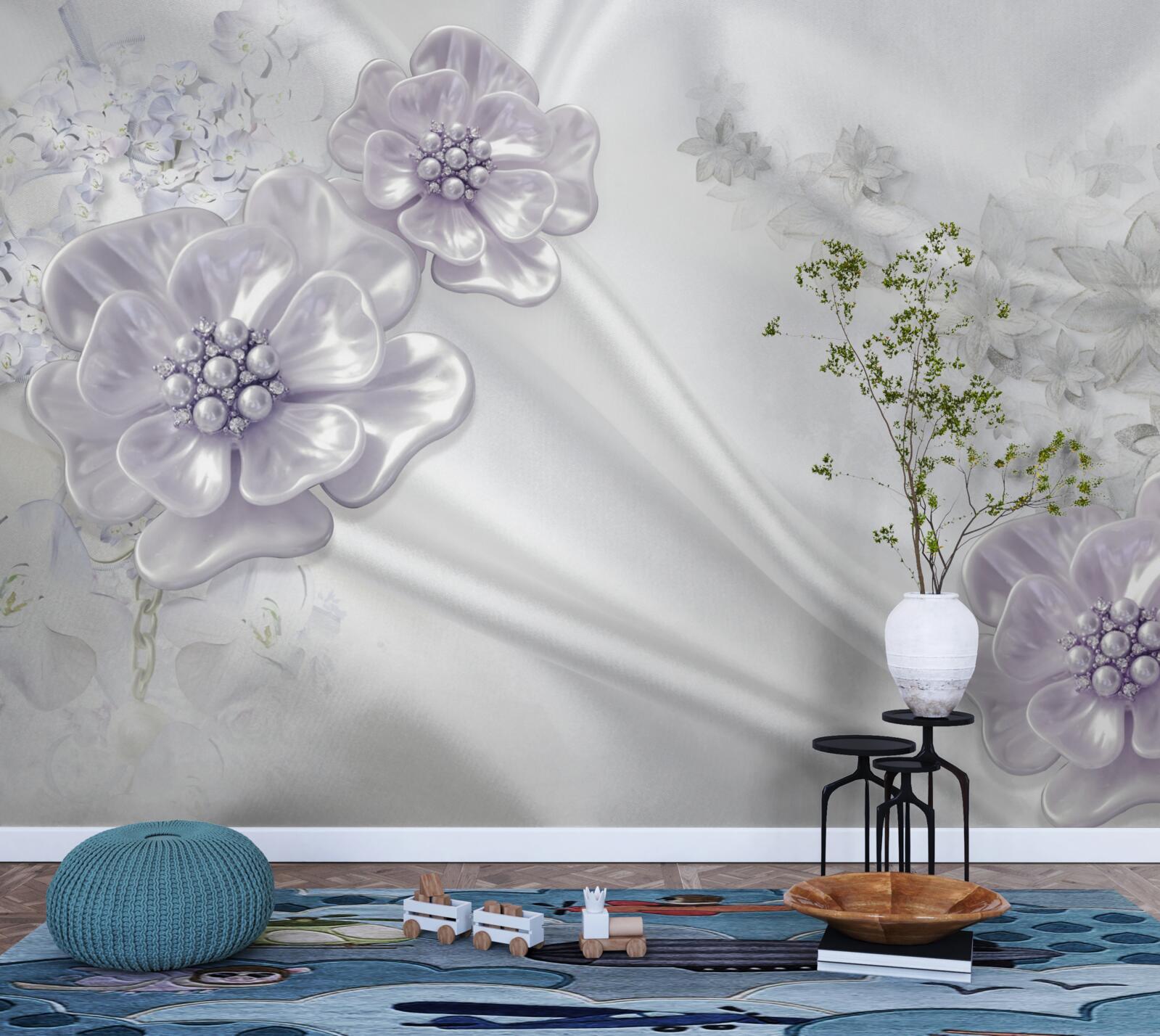 Fototapeta na hodvábe sú krásne orgovánové kvety