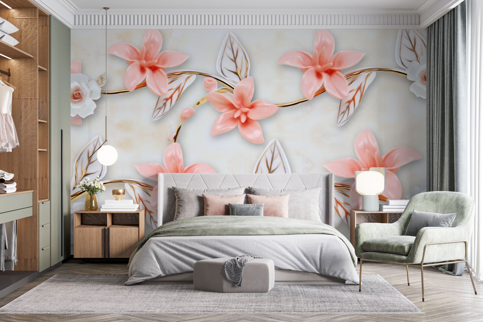 Fototapeta ružové magnólie na konároch