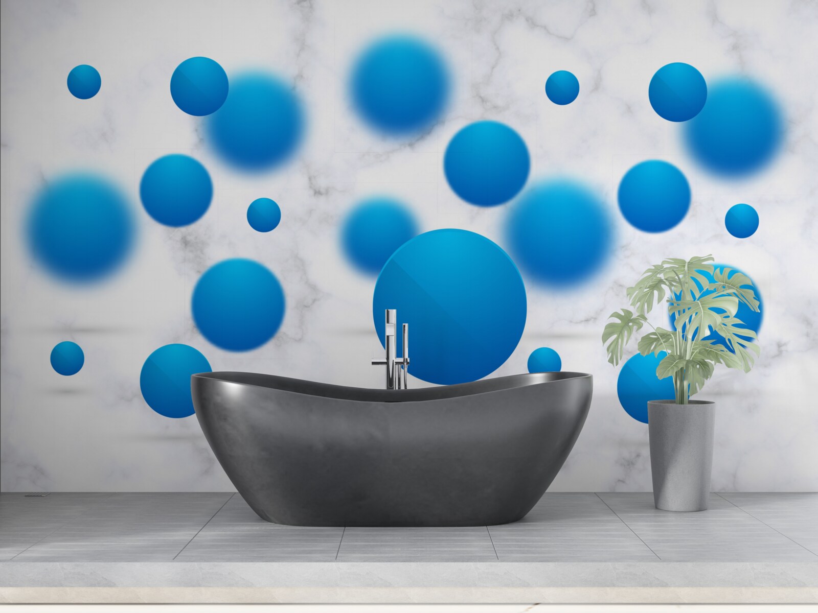 Fototapeta modré kruhy plávajúce vo vzduchu