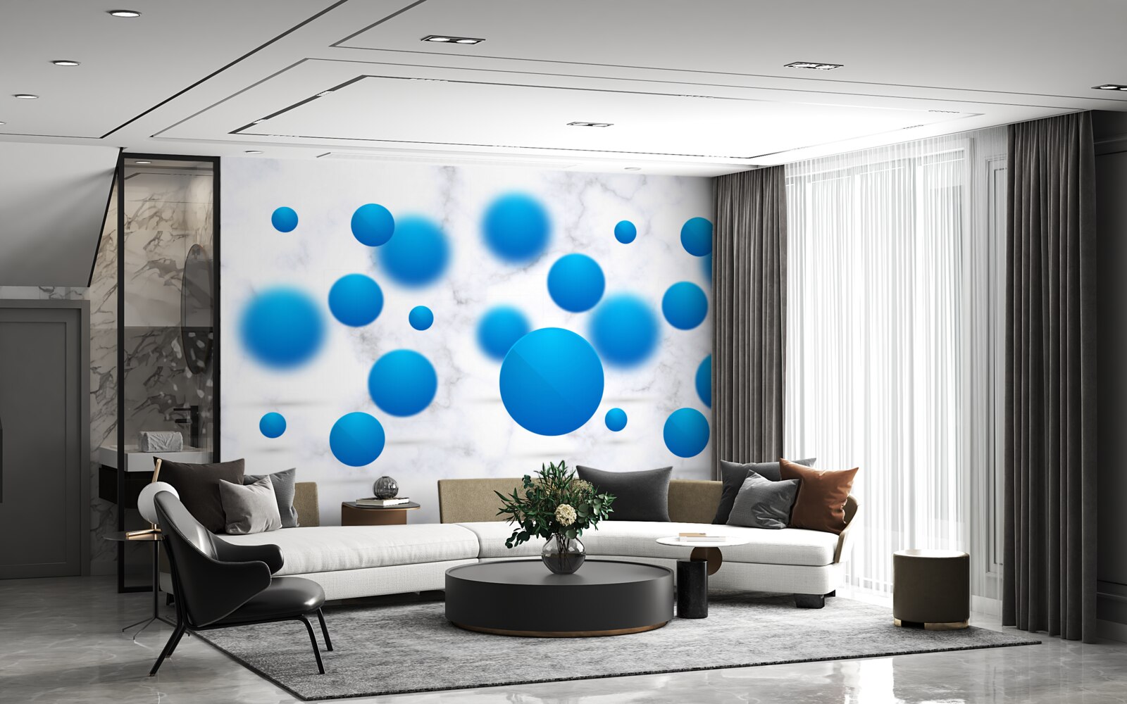 Fototapeta modré kruhy plávajúce vo vzduchu