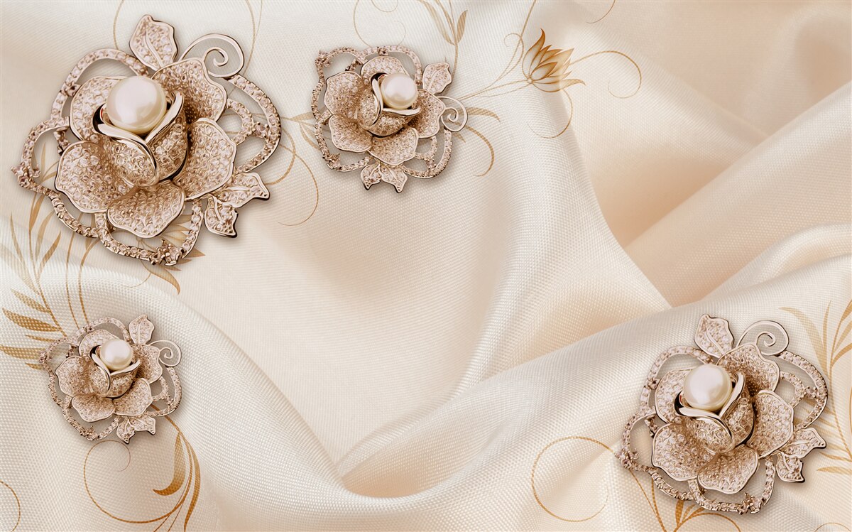 Fototapeta kombinácia jemného broskyňového hodvábu a kvetov