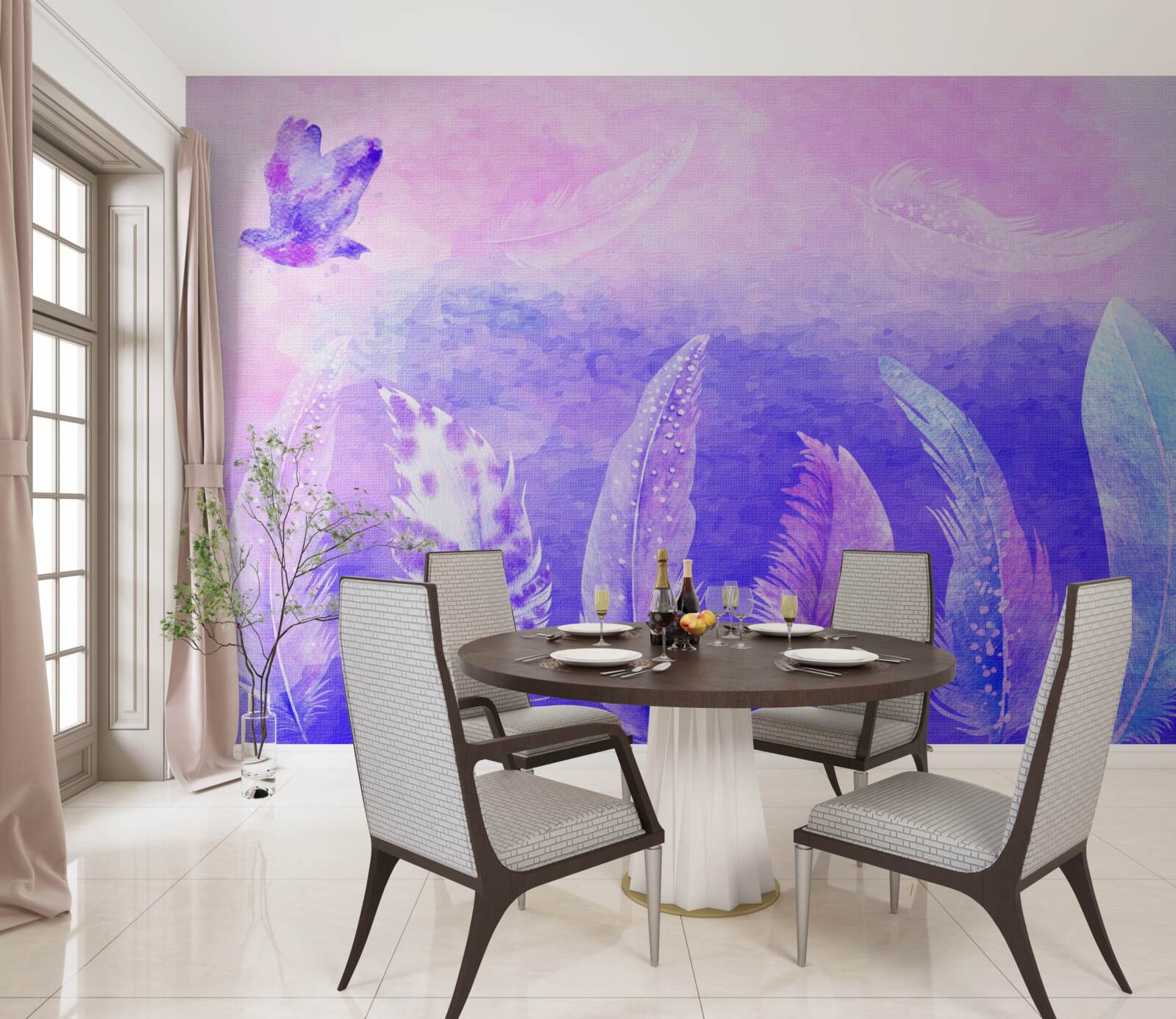 Fototapeta vták letiaci cez perie