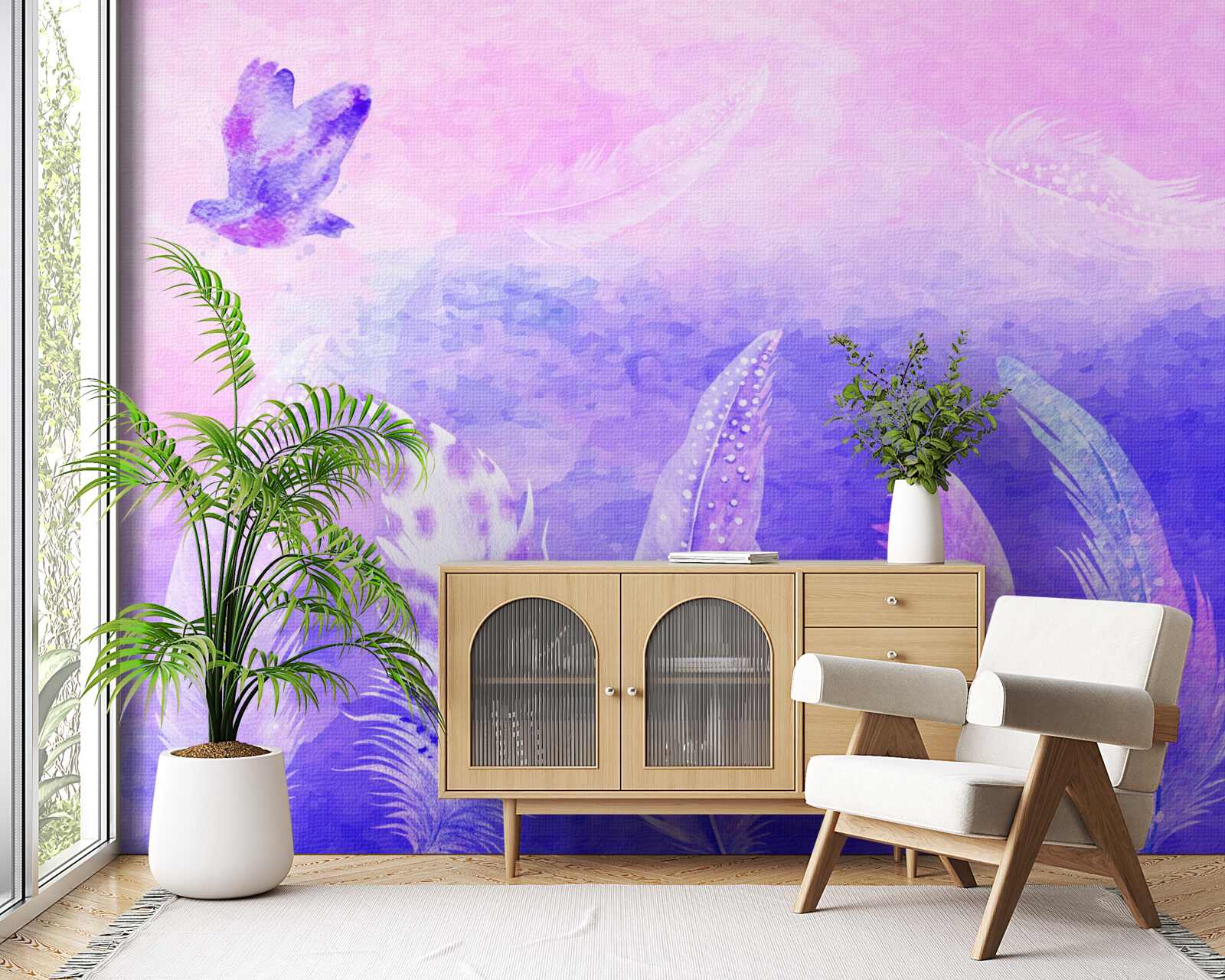 Fototapeta vták letiaci cez perie